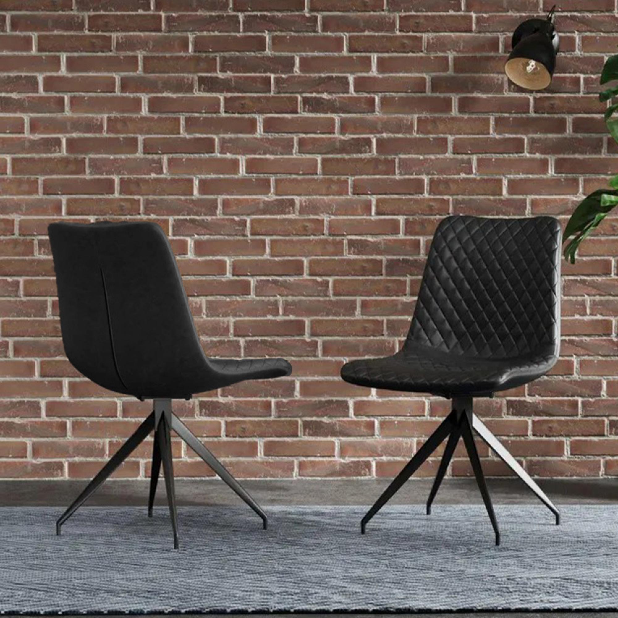 2 x Livia Black Leather Dining Chair