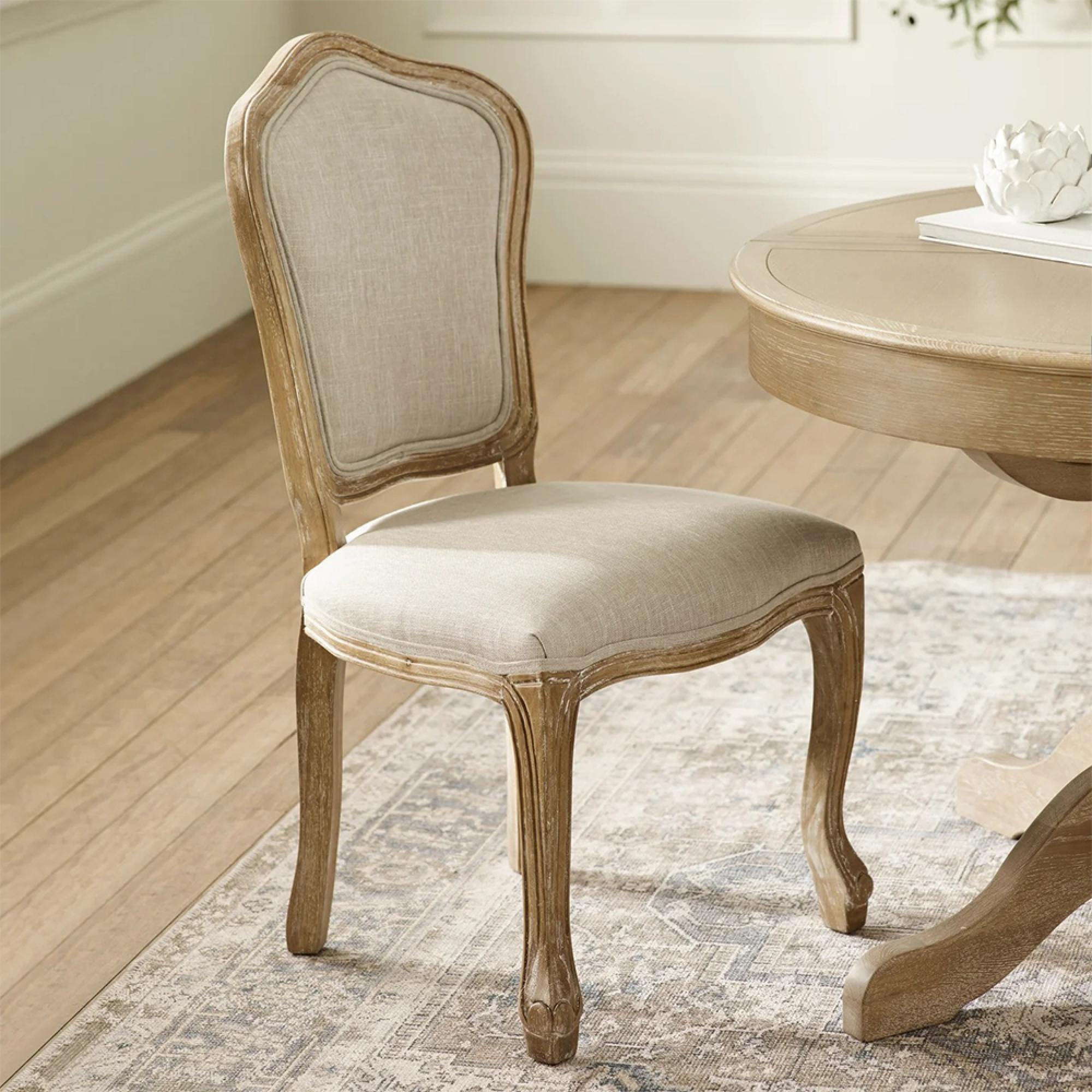 Camille Dining Chair - Set of 2 - Oatmeal Fabric