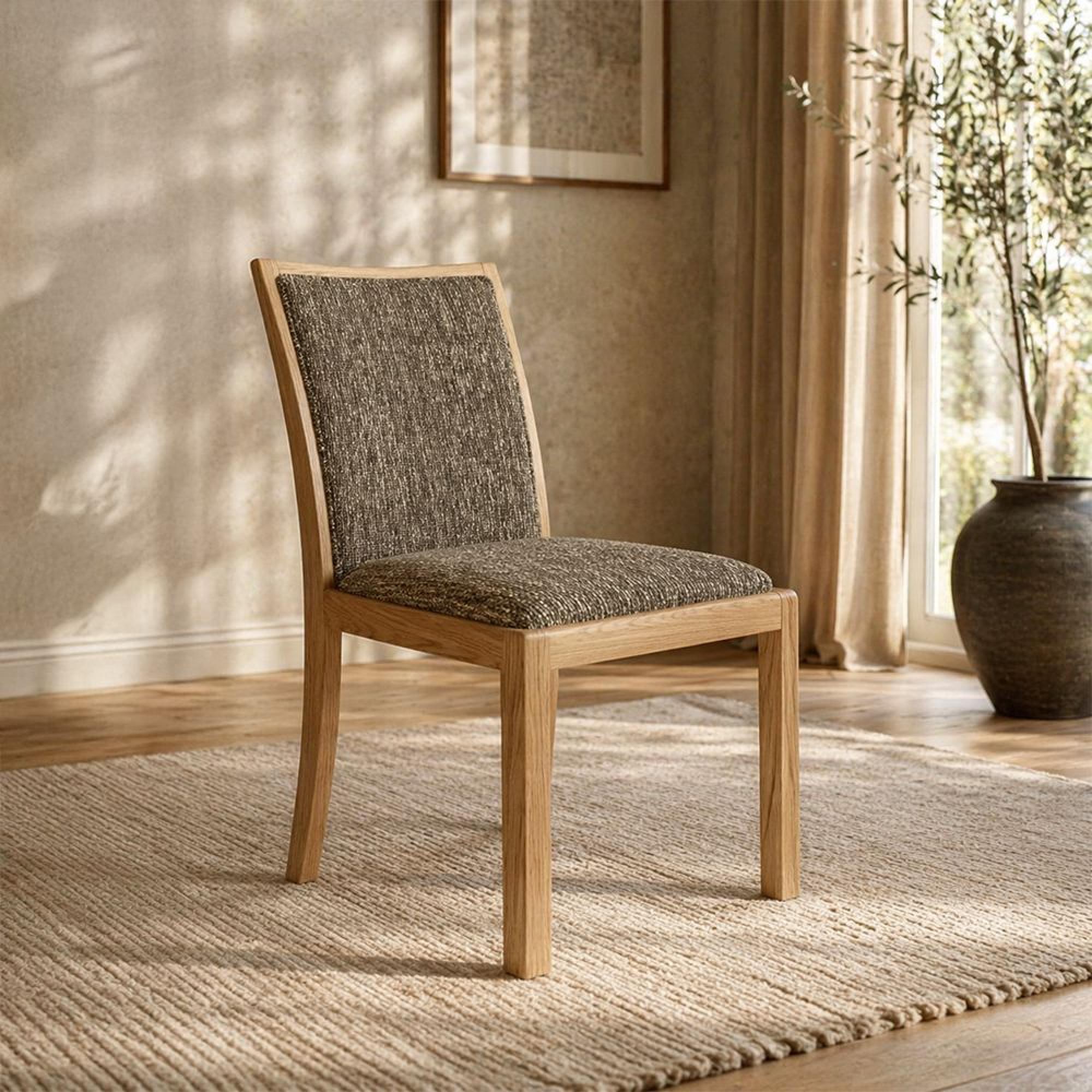 Saylor Dining Chair - Set of 2 - Low Back - Grey Fabric - Oak