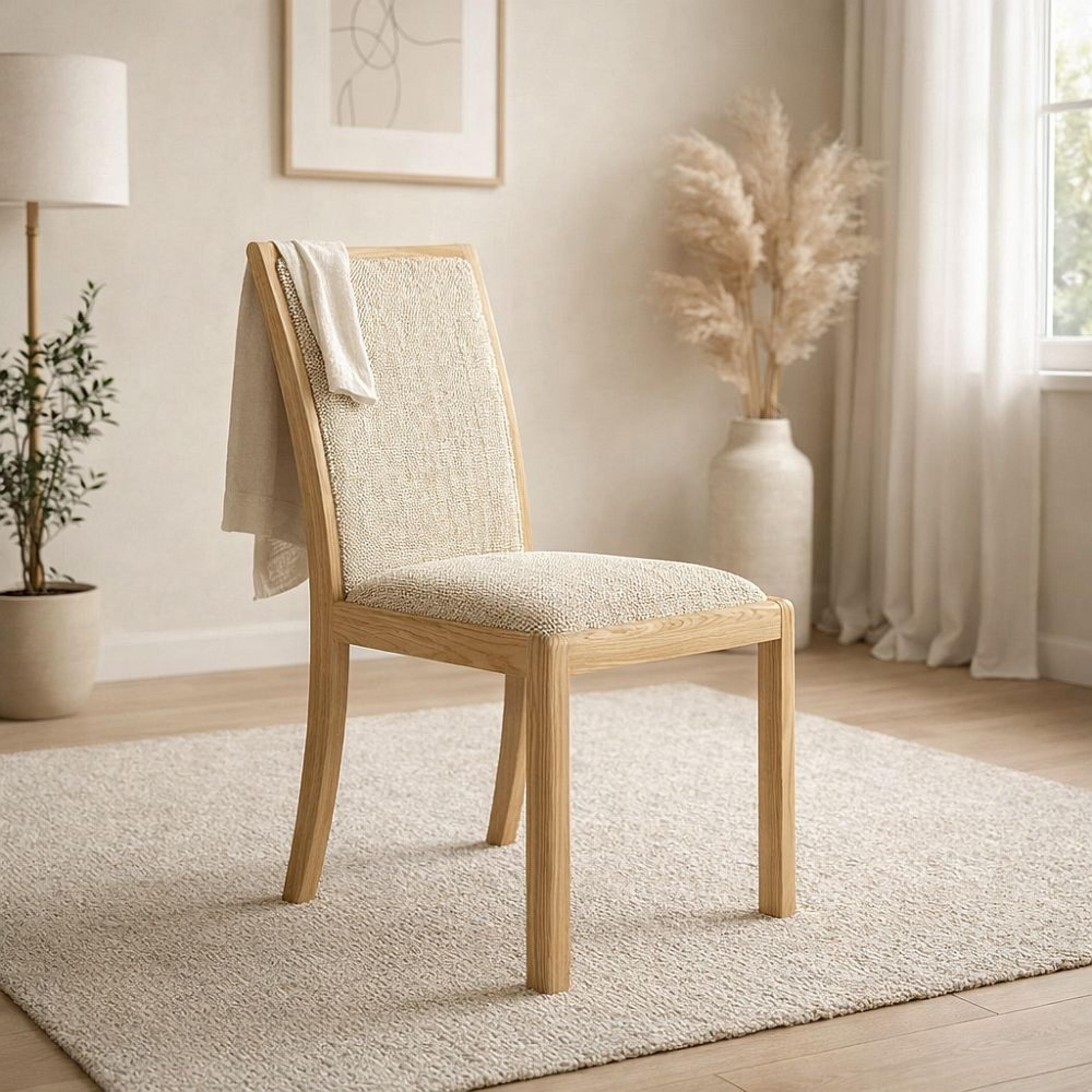 Saylor Dining Chair - Set of 2 - Low Back - Natural Fabric - Oak