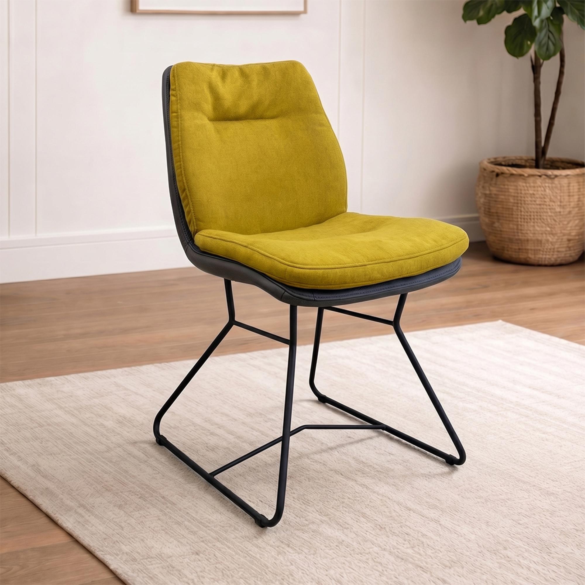 Alexia Dining Chair - Anthracite Black Powder Coated Sled Legs - Variation Available