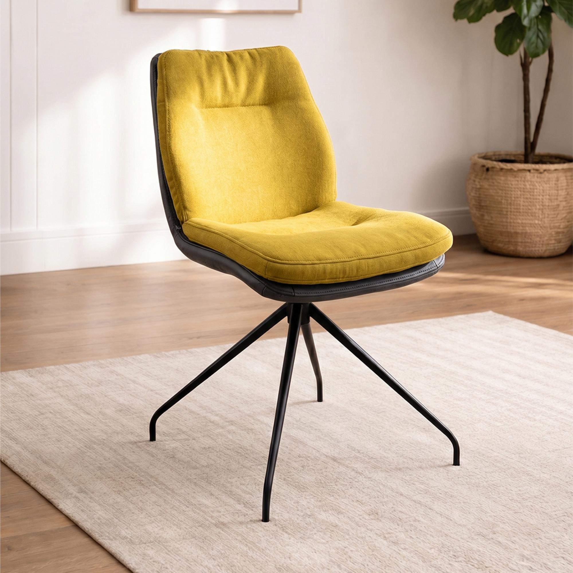 Alexia Dining Chair - Anthracite Black Powder Coated Swivel Legs - Variation Available