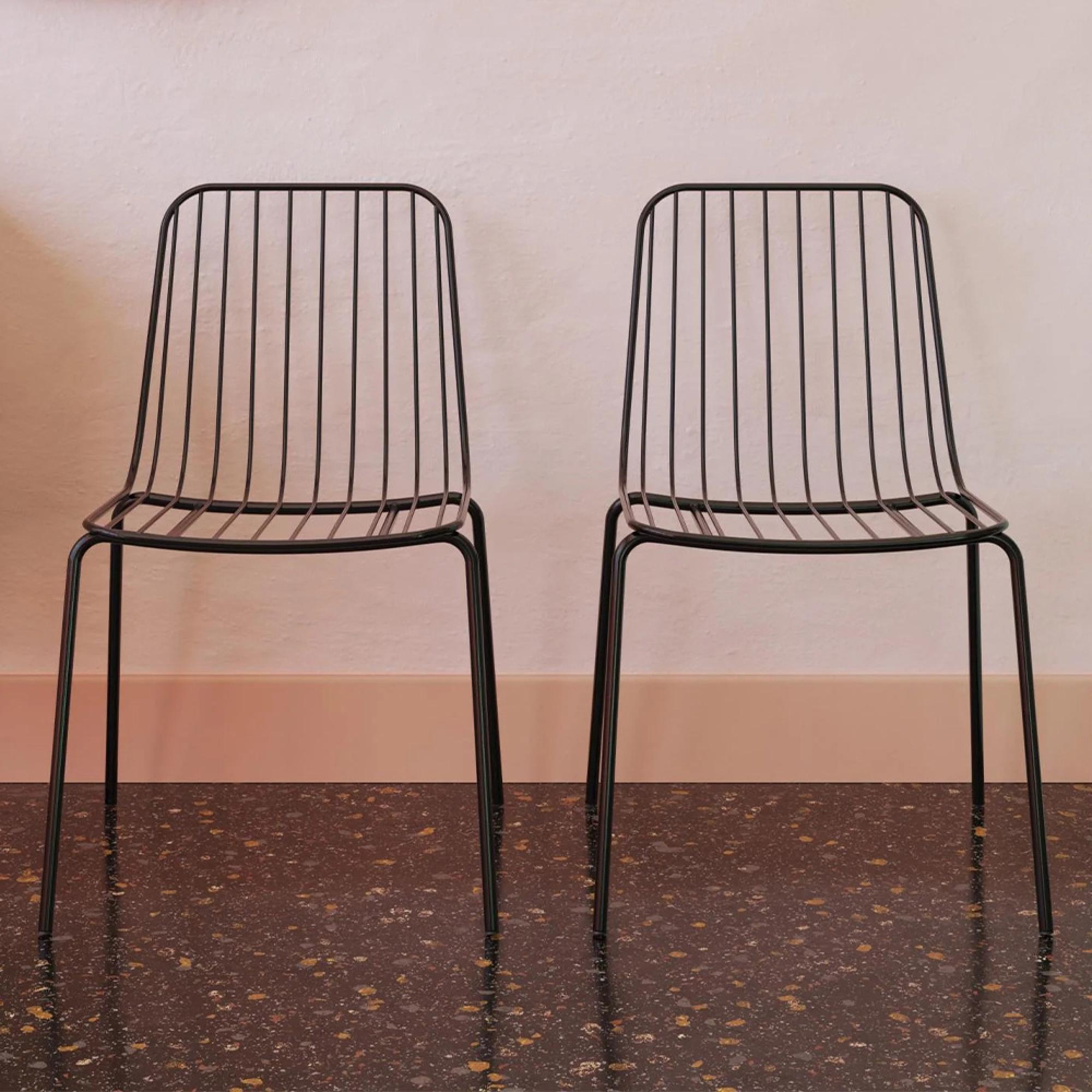Caden Dining Chair - Set of 2 - Black Metal Wire - C025001UK