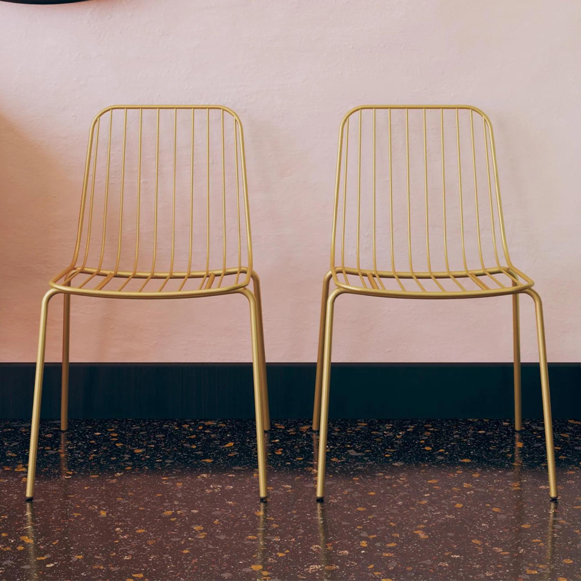 Caden Dining Chair - Set of 2 - Gold Metal Wire - C025013UK