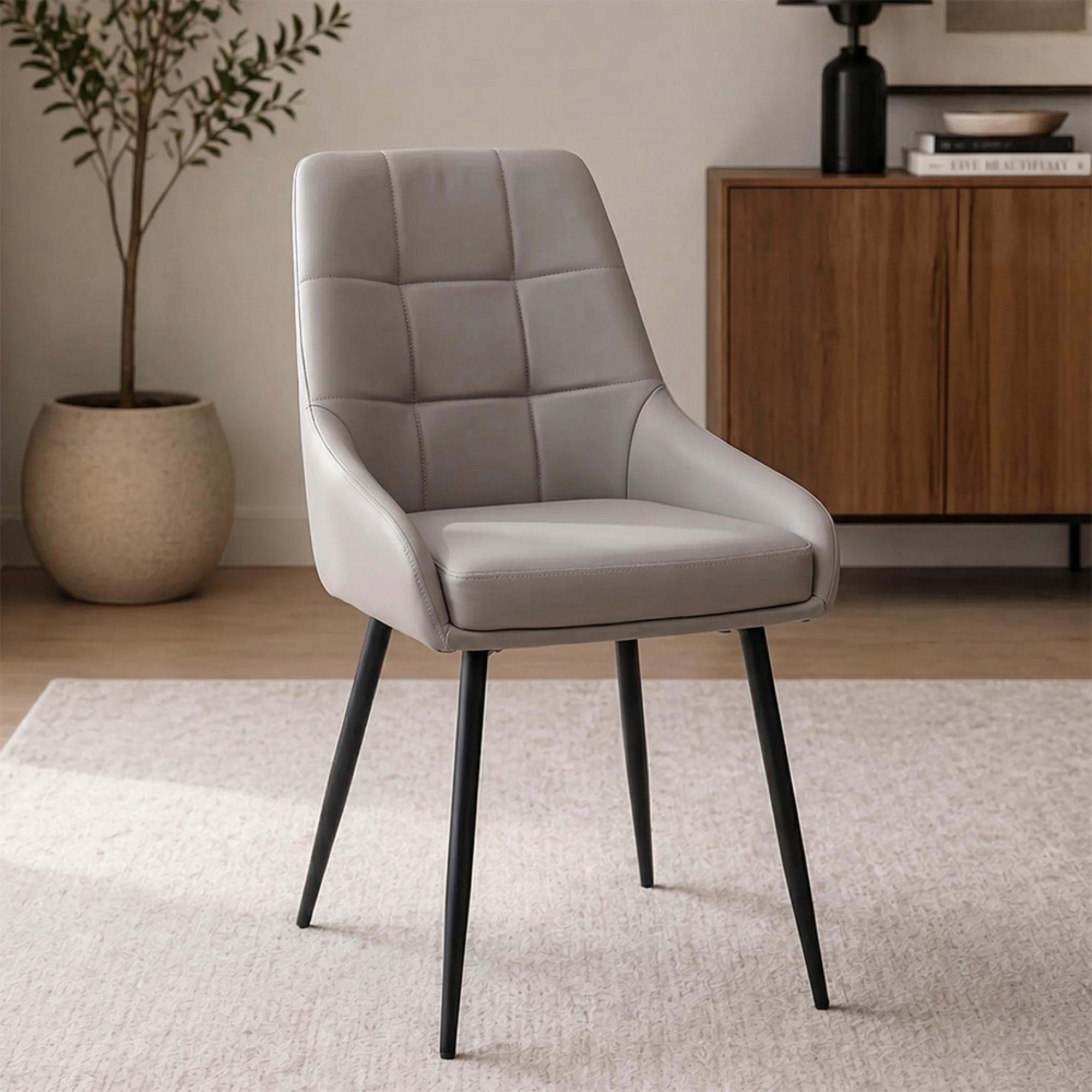 Ava Dining Chair - Set of 2 - Taupe Faux Leather