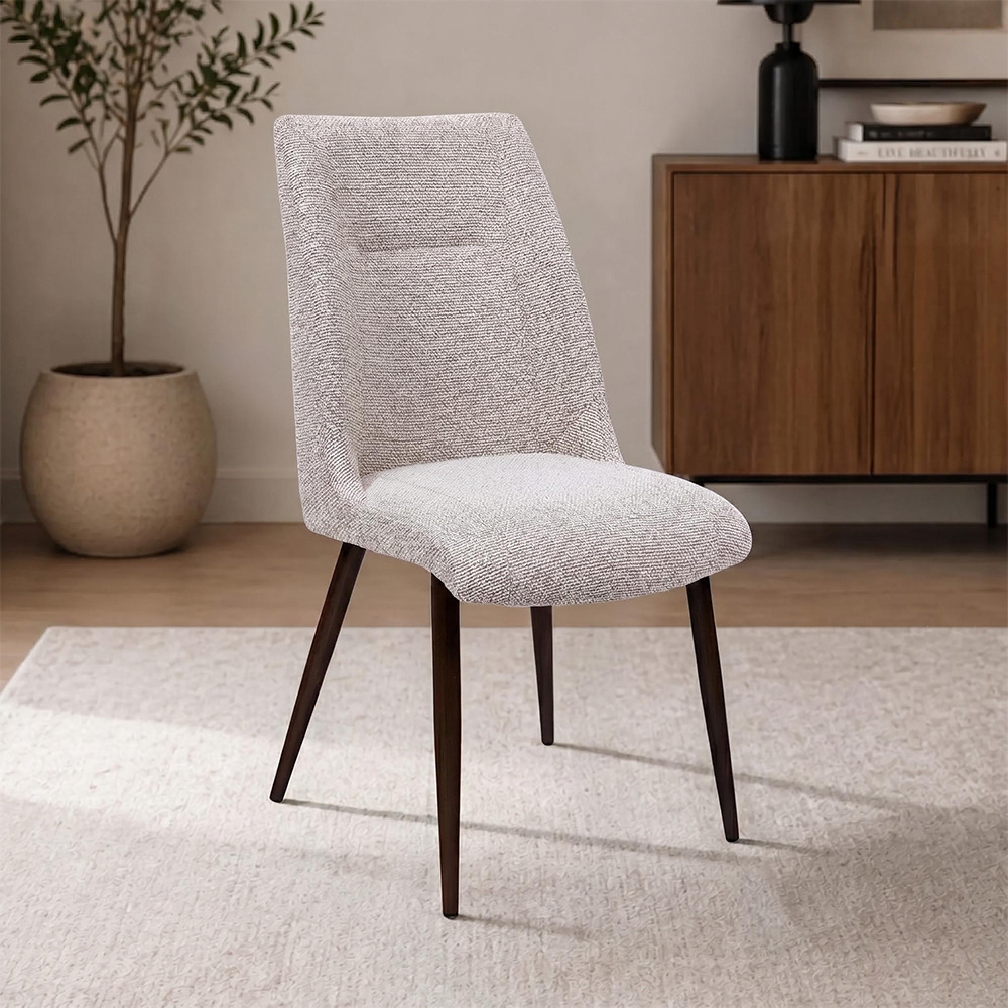 Chelsea Dining Chair - Set of 2 - Natural Fabric - Brown Legs
