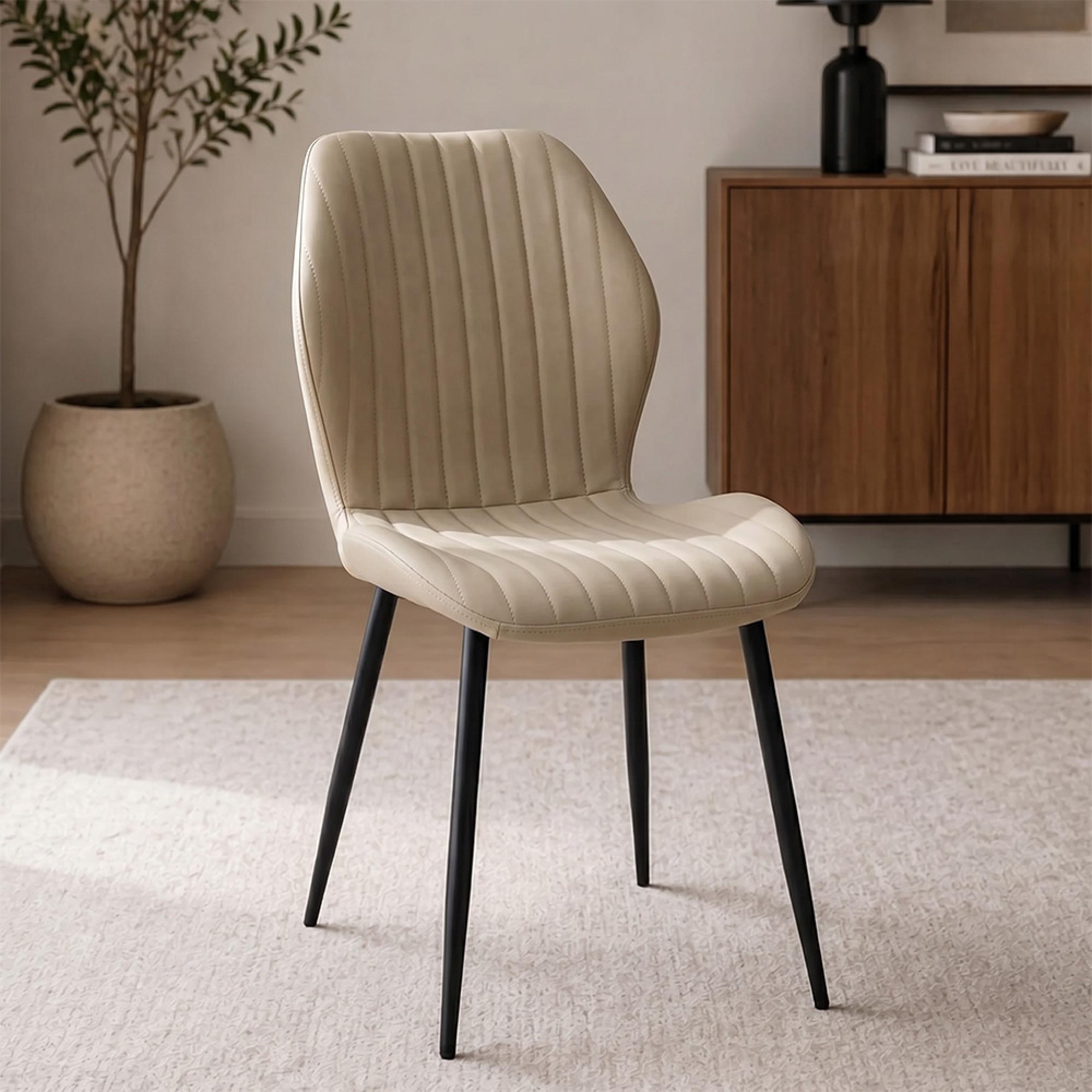 Davis Dining Chair - Set of 2 - Stone Faux Leather