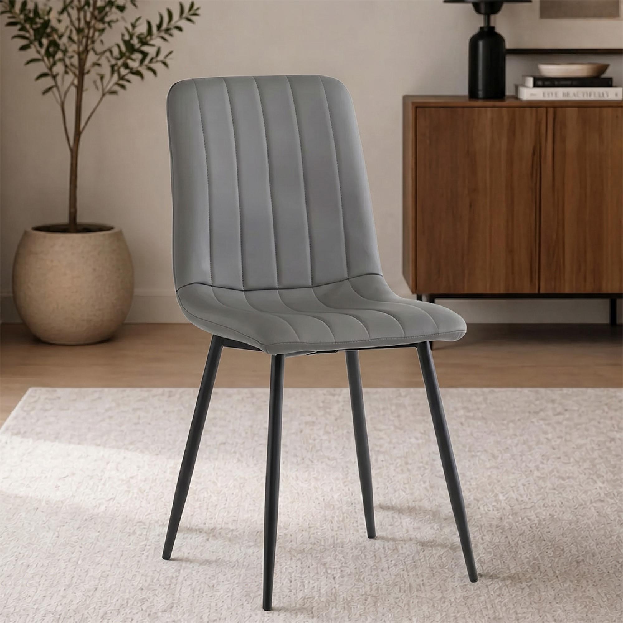 Dining Chair - Set of 4 - Grey Faux Leather