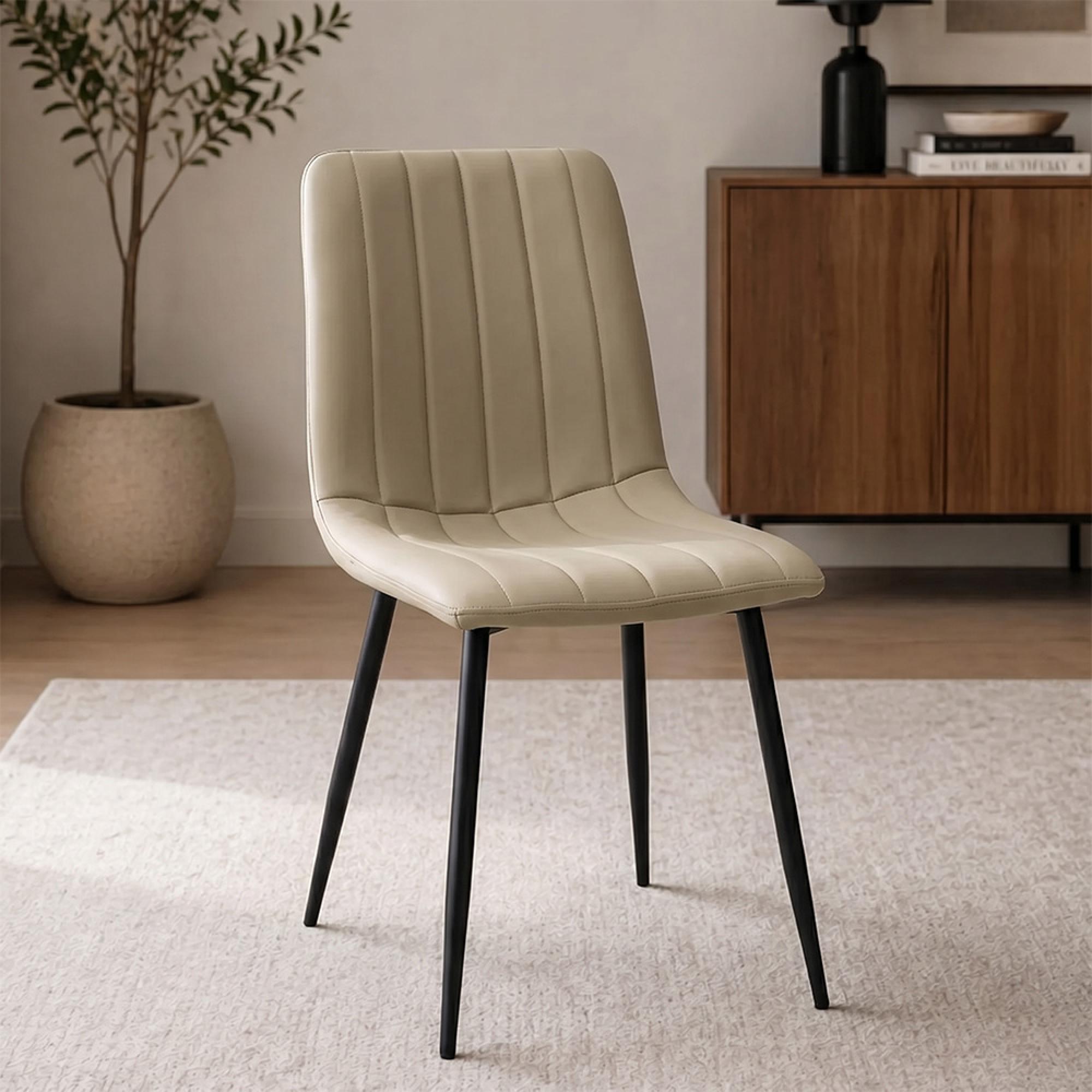 Dining Chair - Set of 4 - Stone Faux Leather