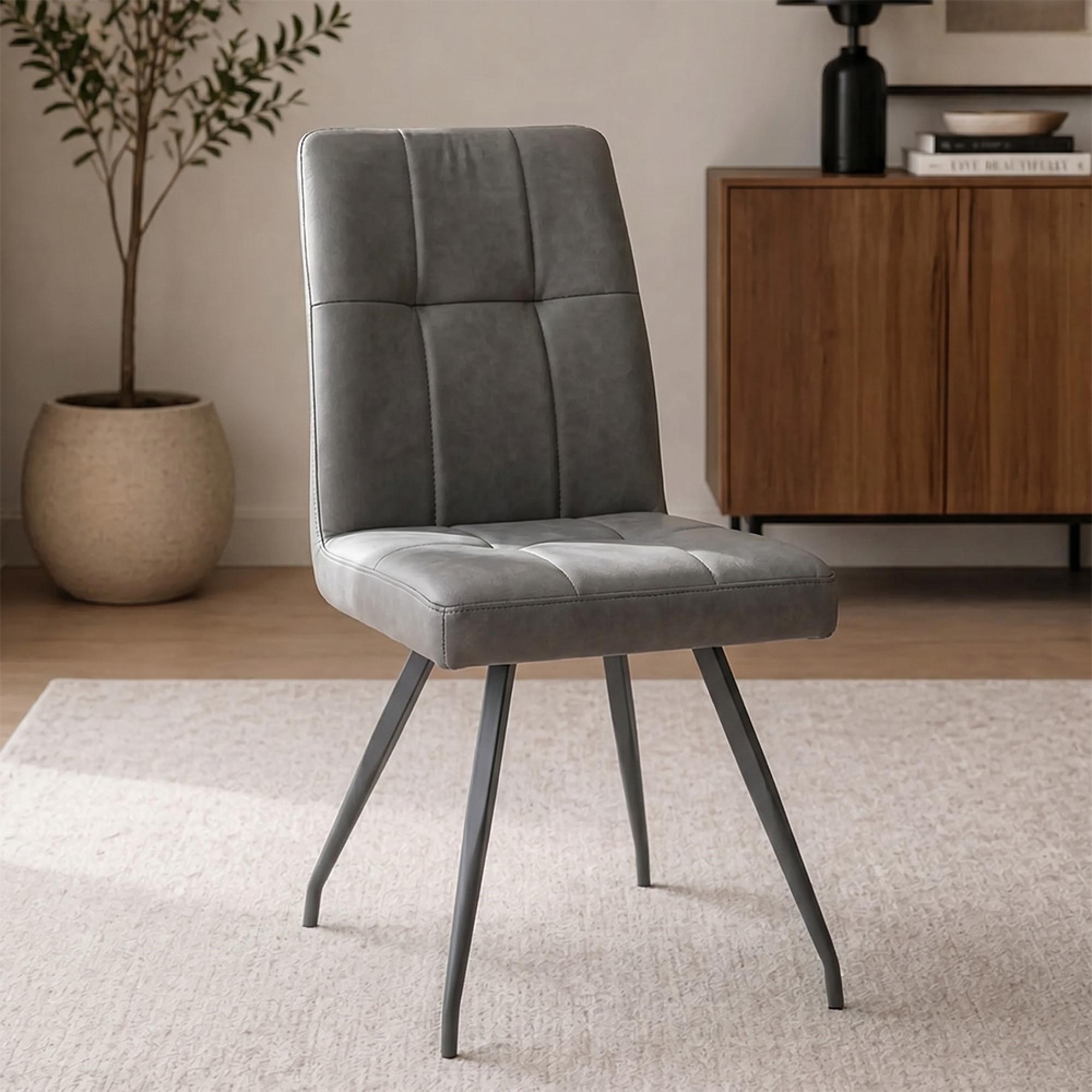 Kabana Dining Chair - Set of 2 - Grey Faux Leather
