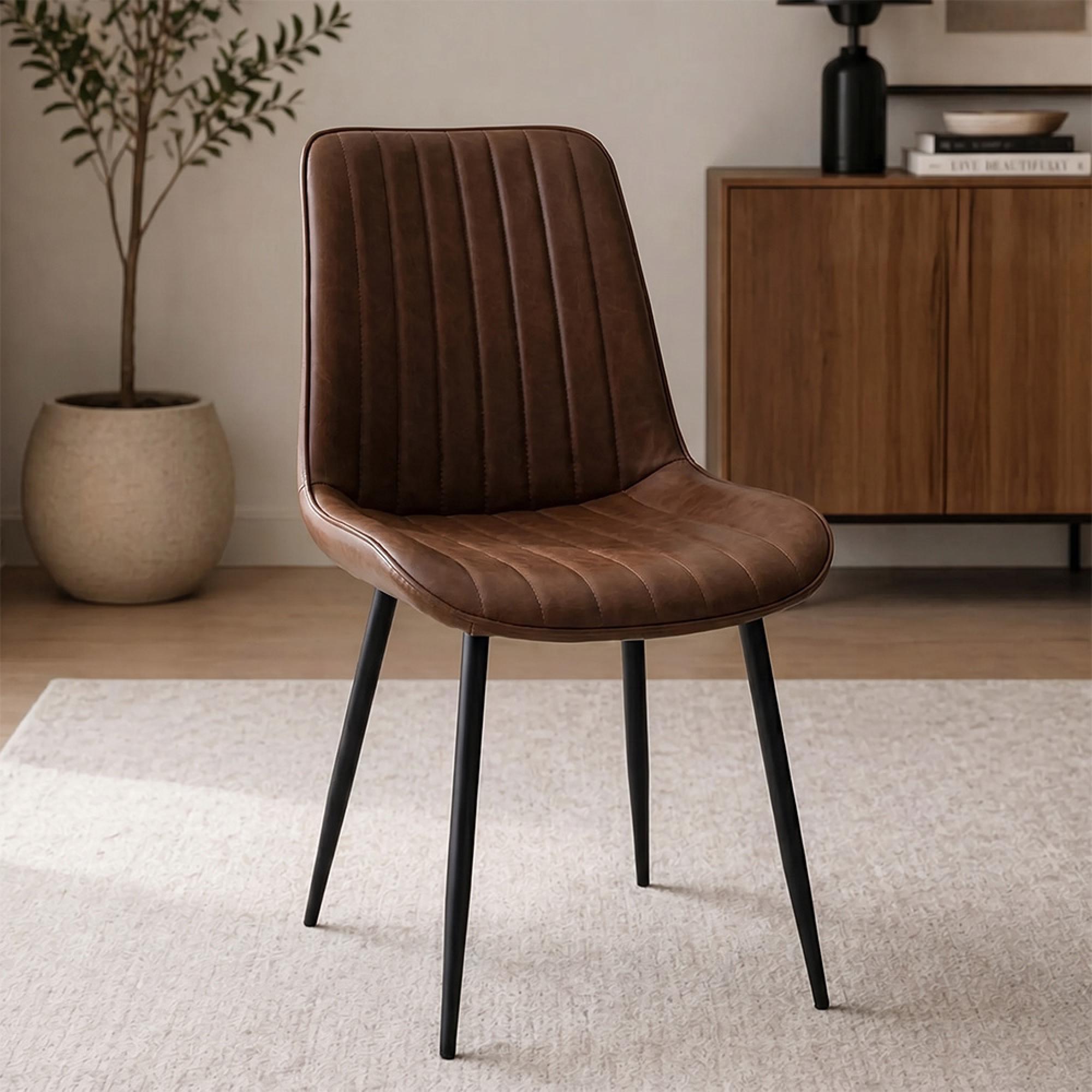 Pomona Dining Chair - Set of 2 - Antique Tan Faux Leather