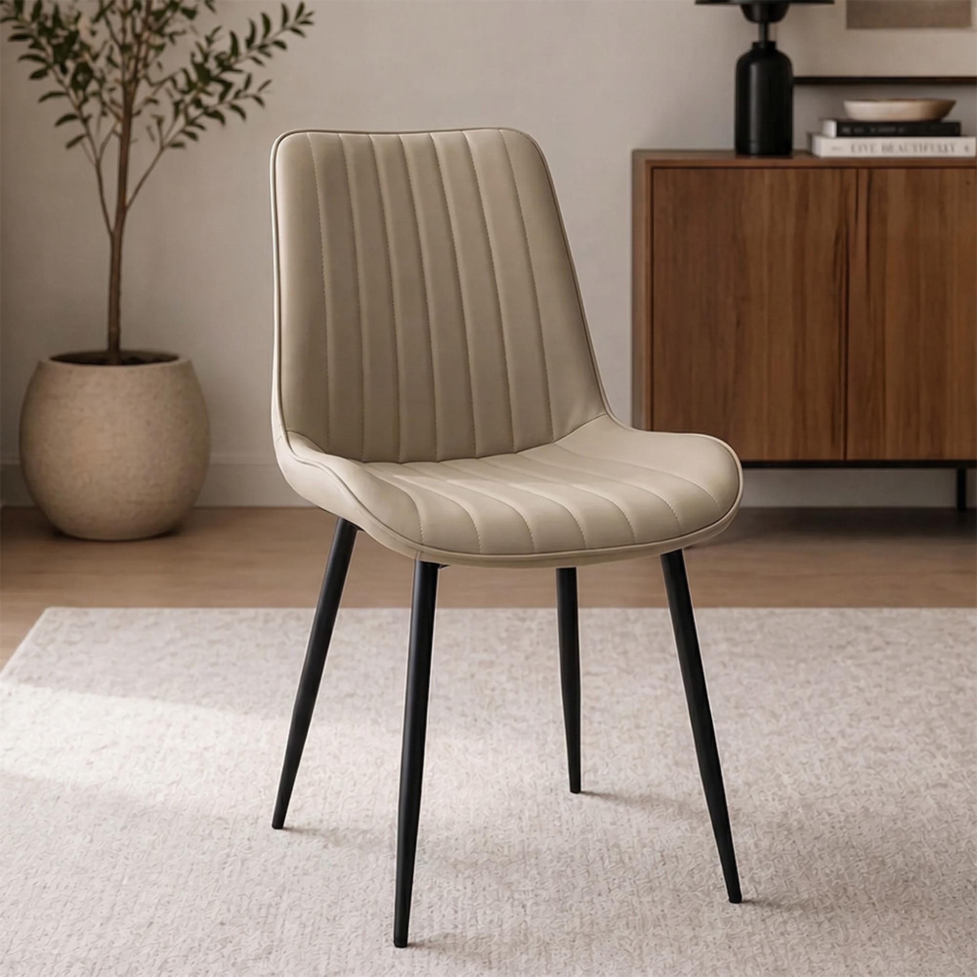 Richmond Dining Chair - Set of 2 - Stone Faux Leather