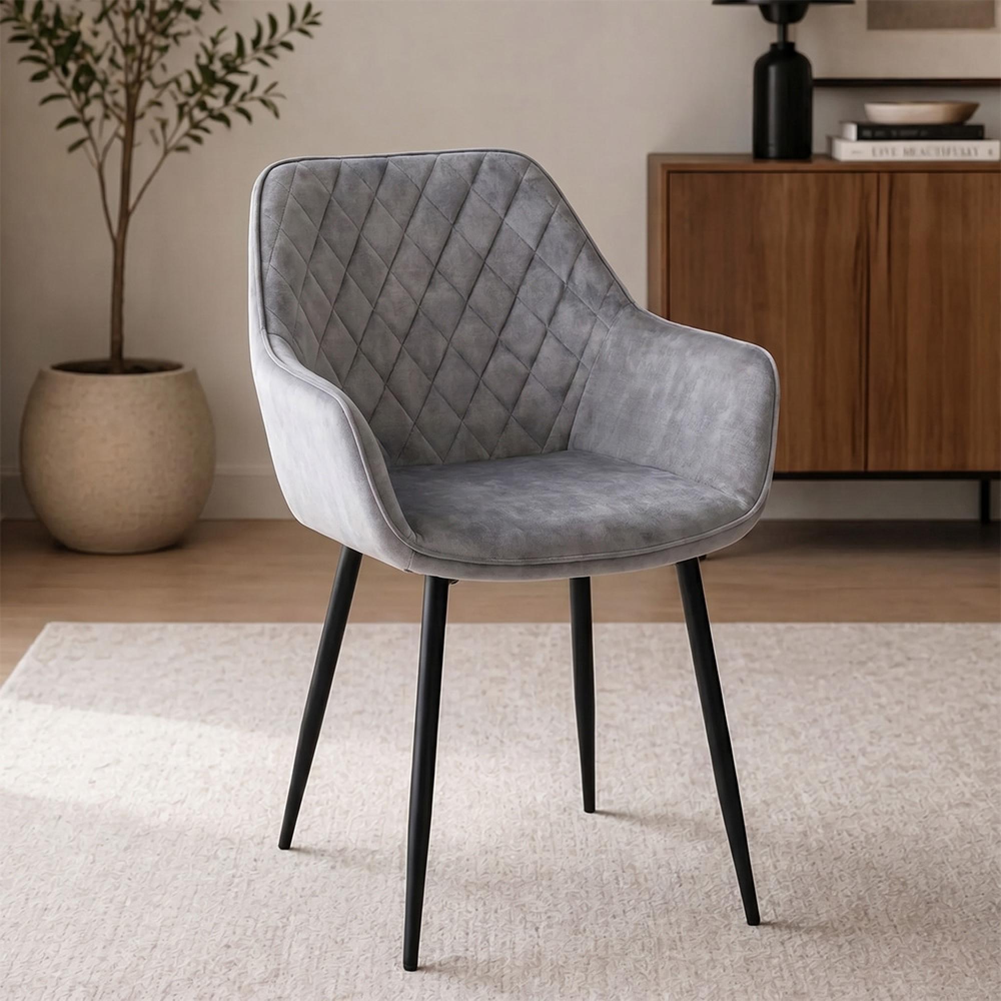 Viola Swivel Dining Chair - Set of 2 - Silver Fabric