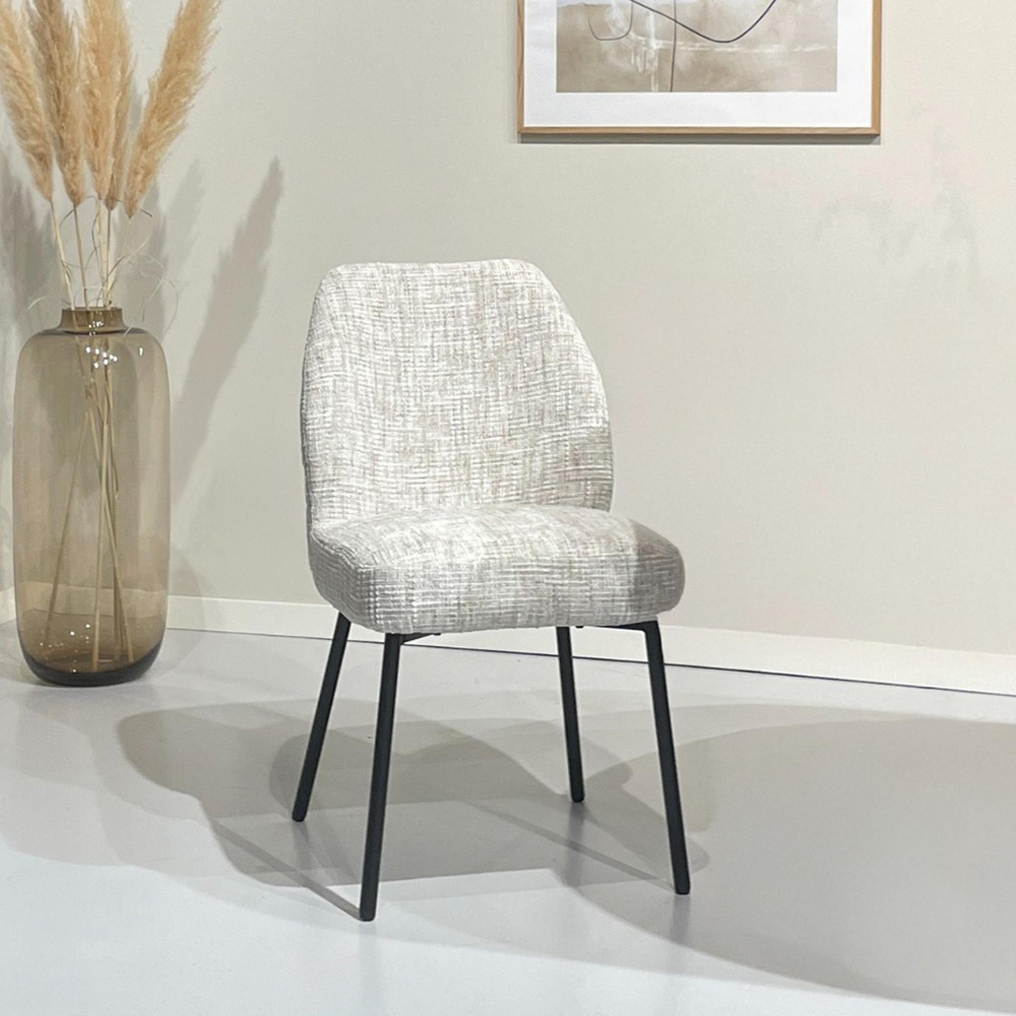 Tess Dining Chair - Set of 2 - Cream - Fabric and Metal