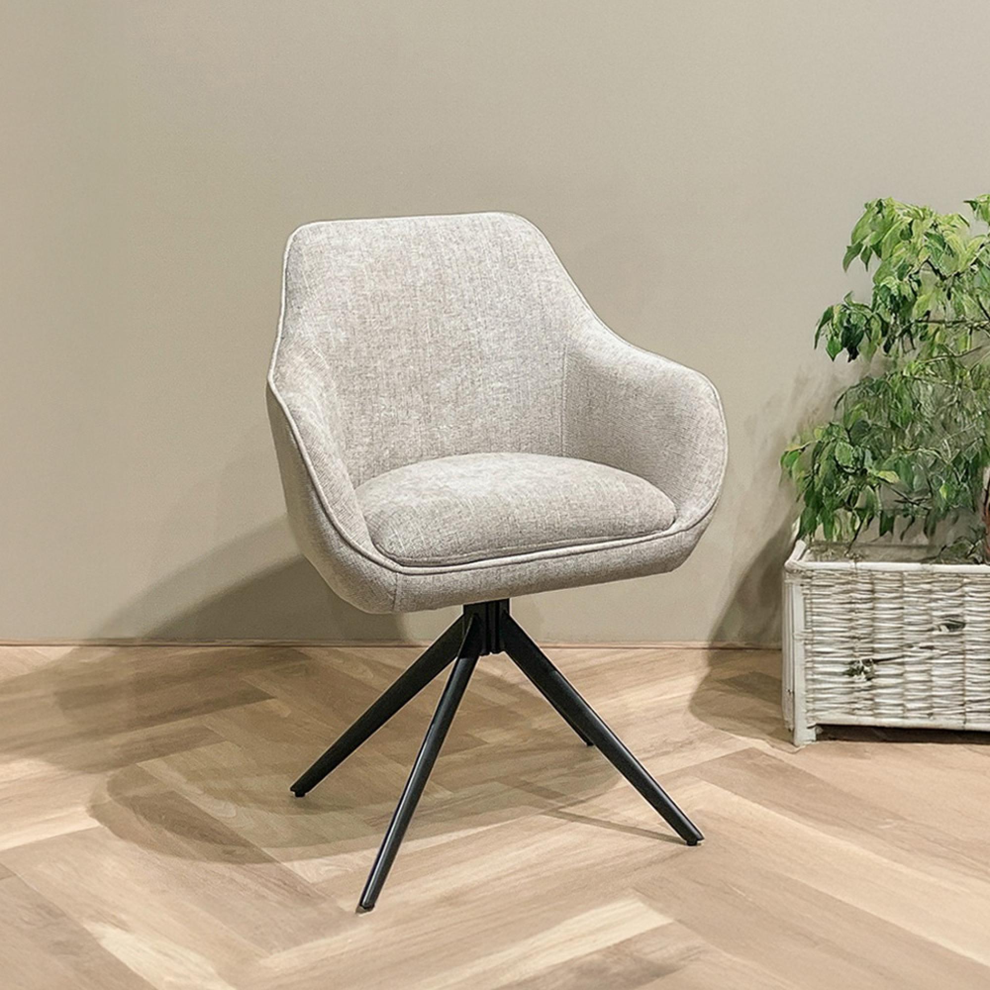 Thomas Swivel Dining Armchair - Set of 2 - Toffee - Fabric and Metal