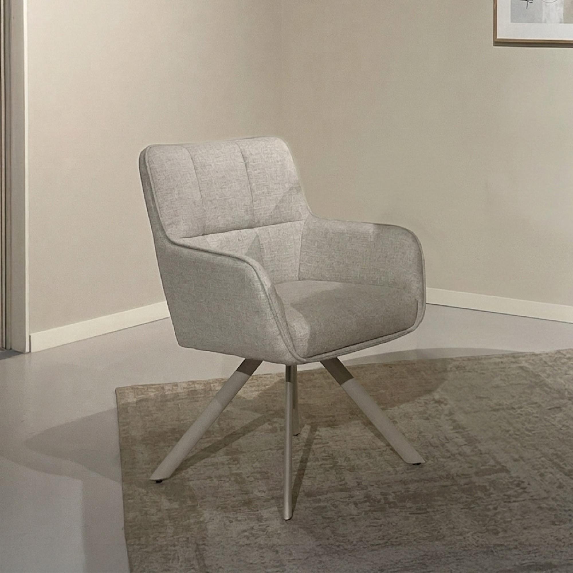 Tori Swivel Dining Armchair - Set of 2 - Natural Legs - Sand - Fabric and Metal