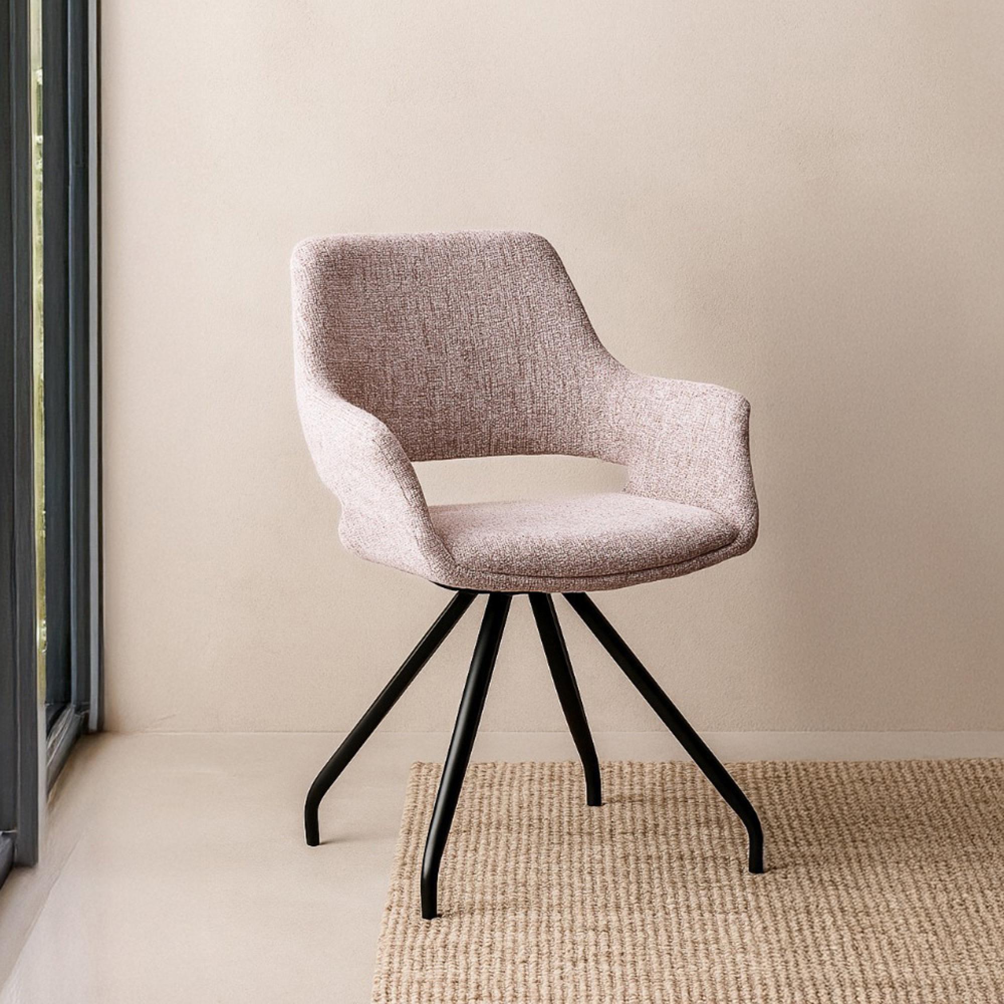 Capp Swivel Dining Armchair - Set of 2 - Blossom - Fabric and Metal