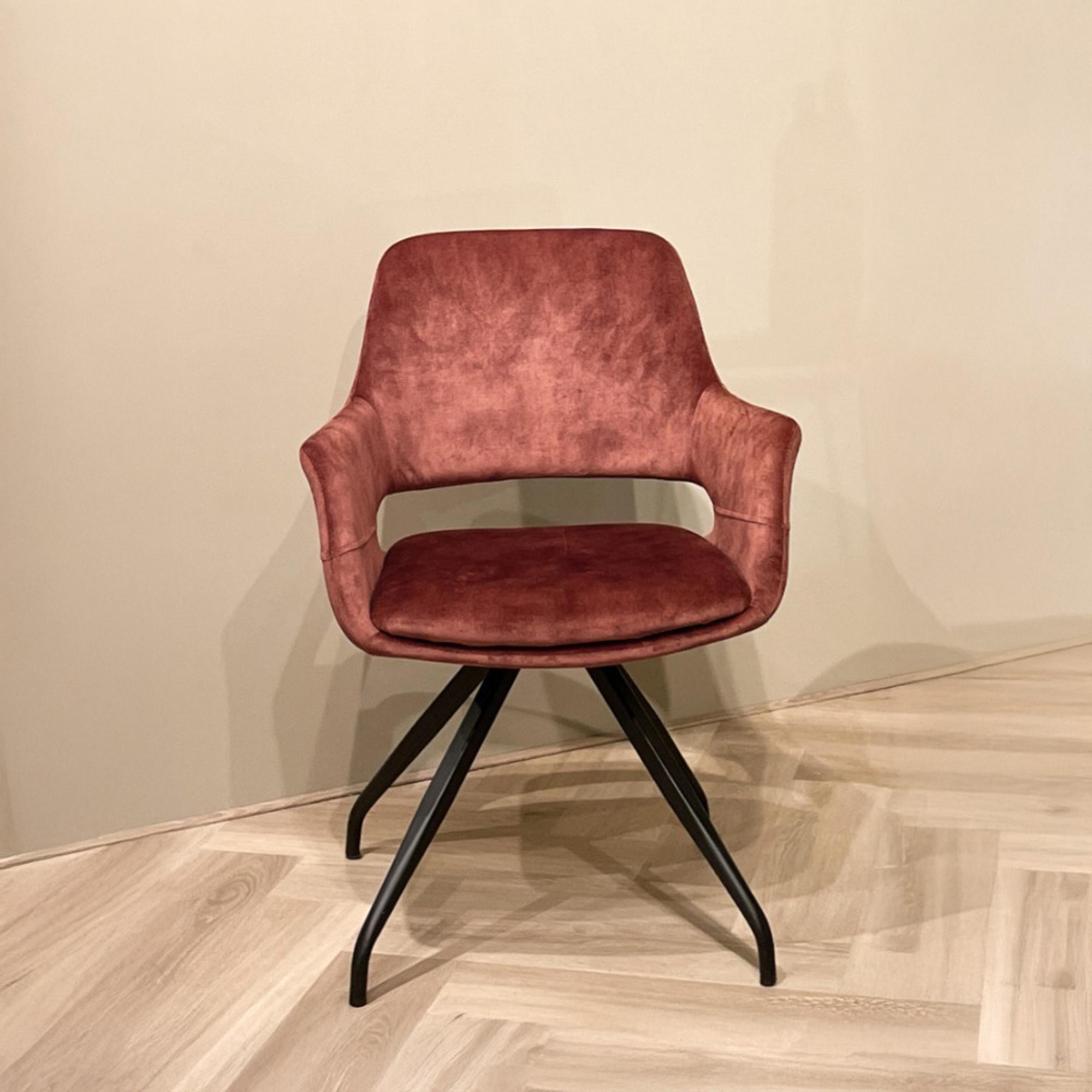 Capp Swivel Dining Armchair - Set of 2 - Rust - Velvet Fabric and Metal