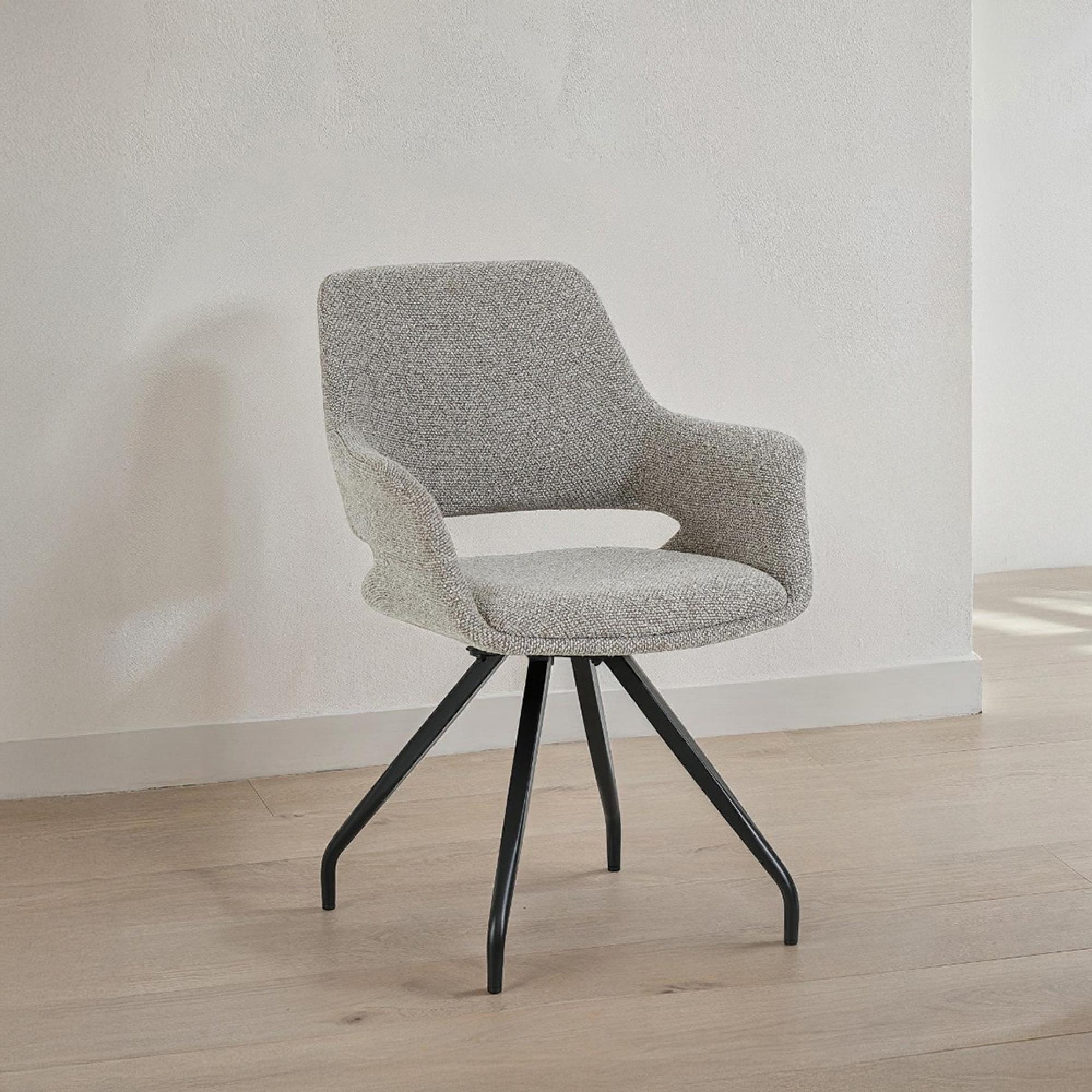 Capp Swivel Dining Armchair - Set of 2 - Taupe - Fabric and Metal