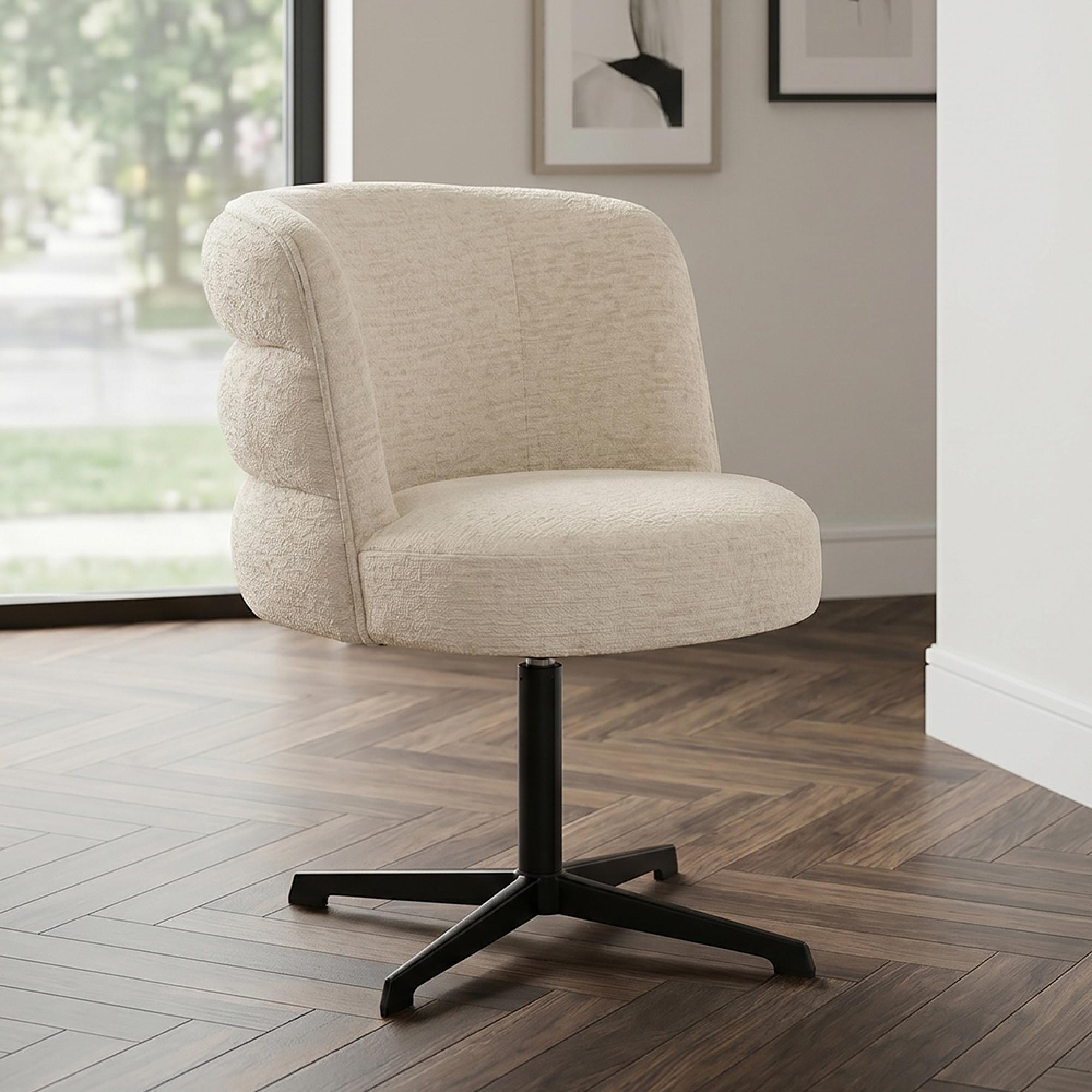 Chadwick Swivel Dining Chair - Cream - Fabric