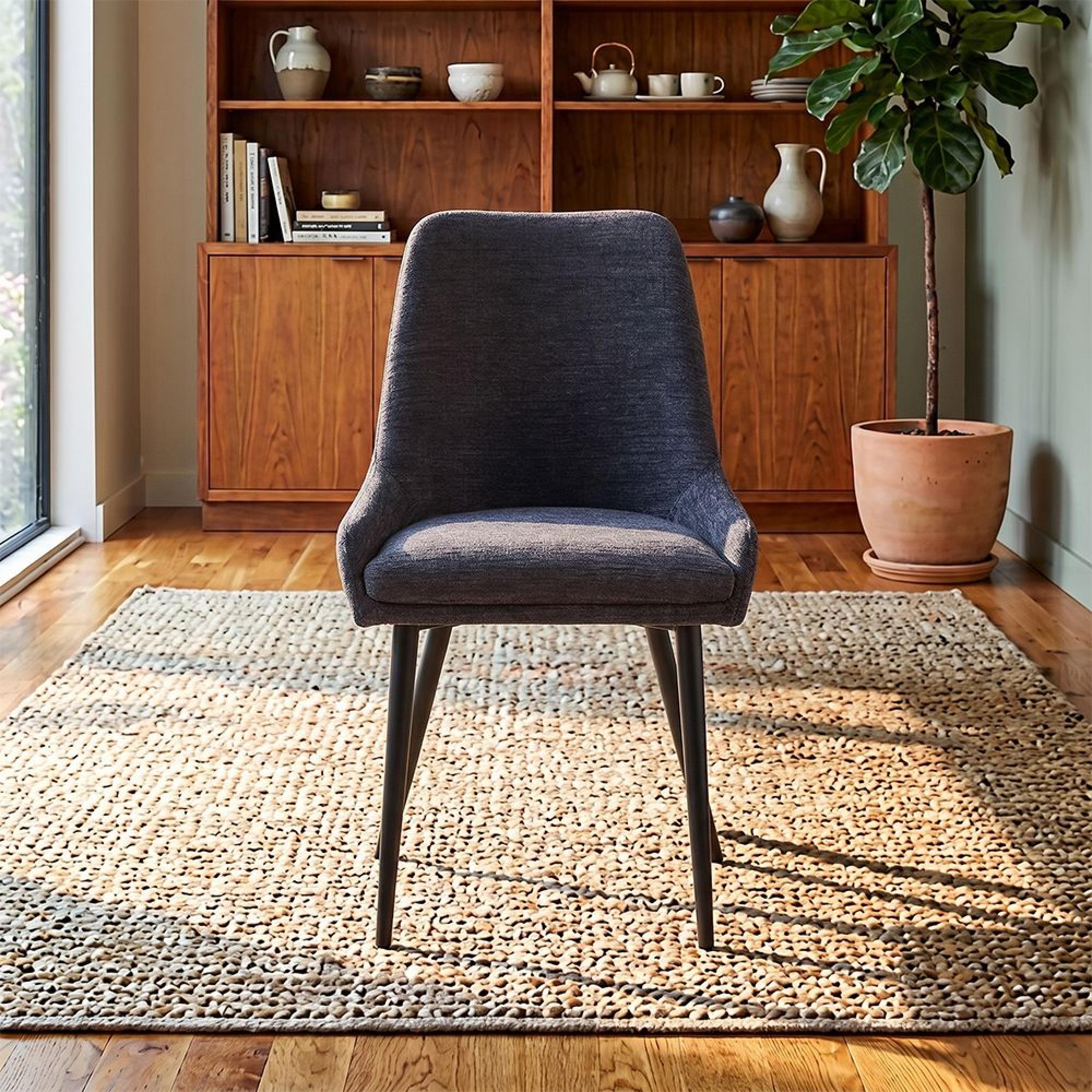 Oscar Dining Chair - Set of 2 - Graphite and Black - Fabric and Metal