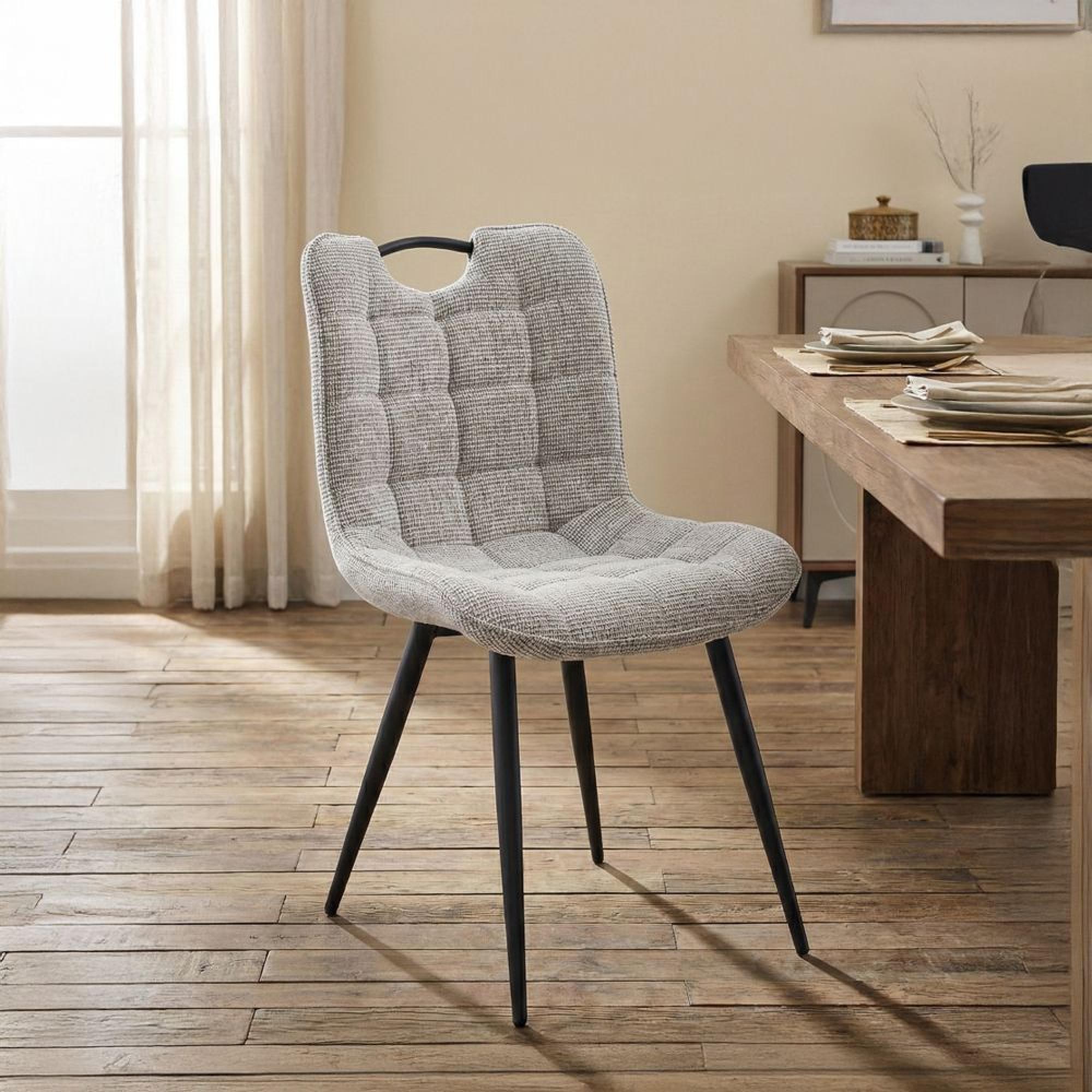 Symphony Dining Chair - Set of 2 - Grey and Black - Fabric and Metal