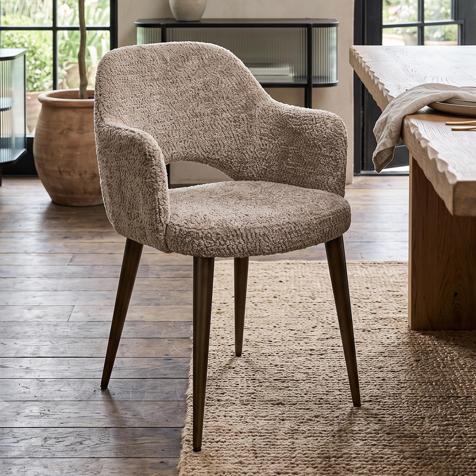 Delphina Dining Armchair - Lovely Nature - Fabric and Metal