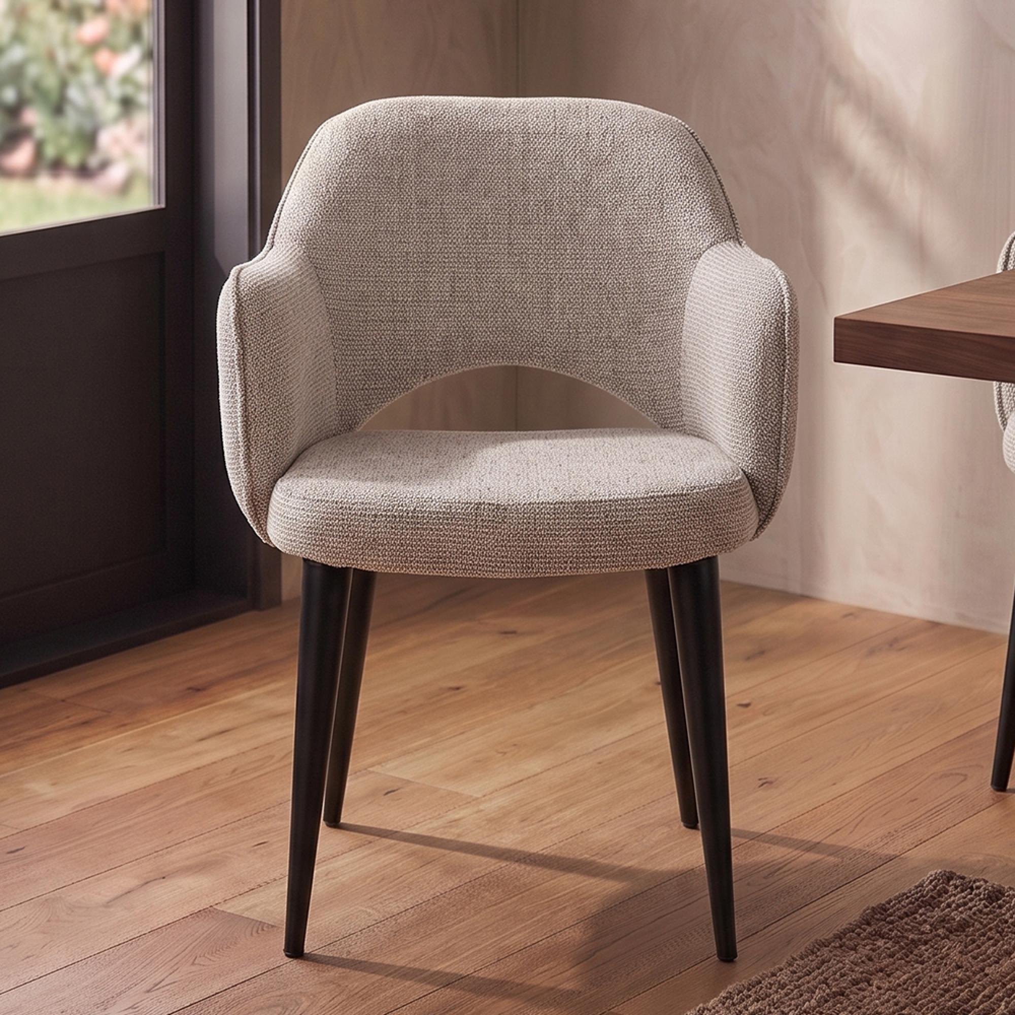 Giovanna Dining Armchair - Fancy Natural - Fabic and Metal