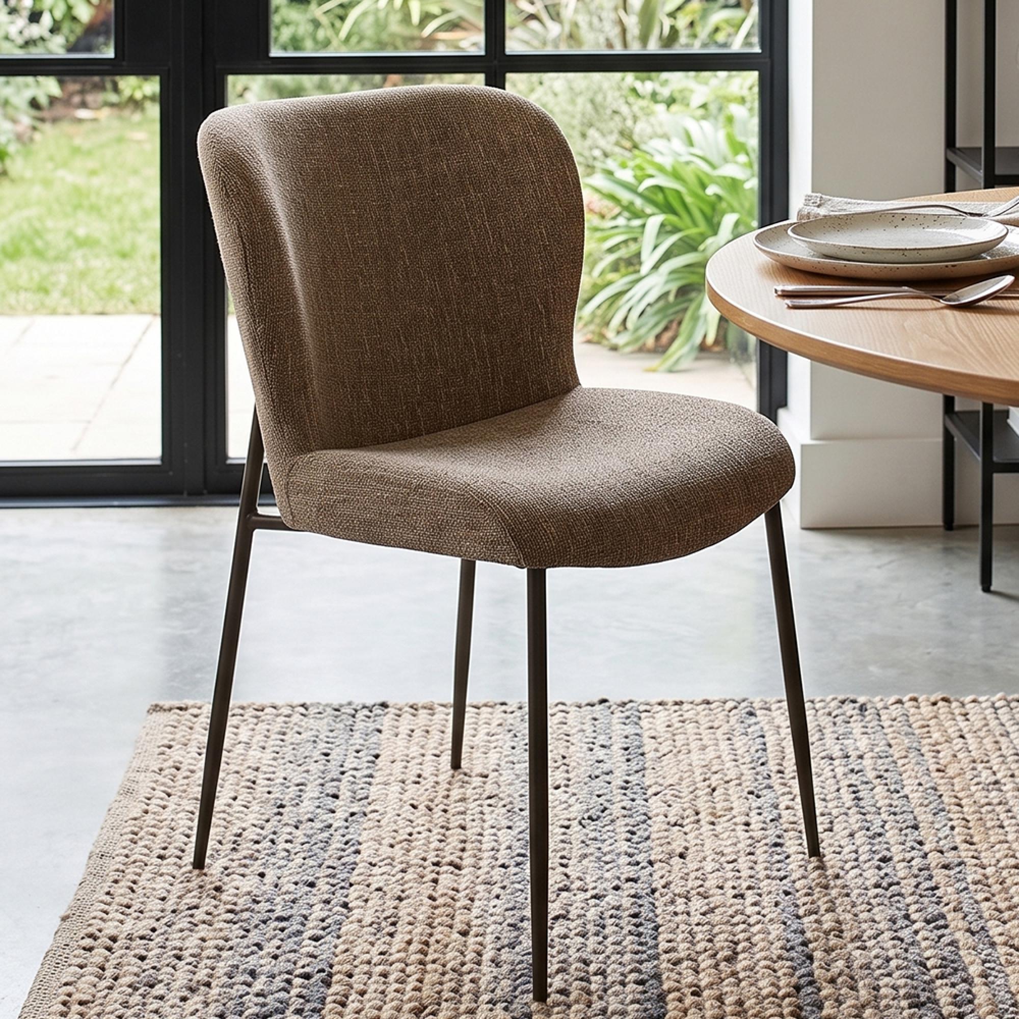Odarby Dining Chair - Set of 2 - Brown Tweed - Fabric and Metal