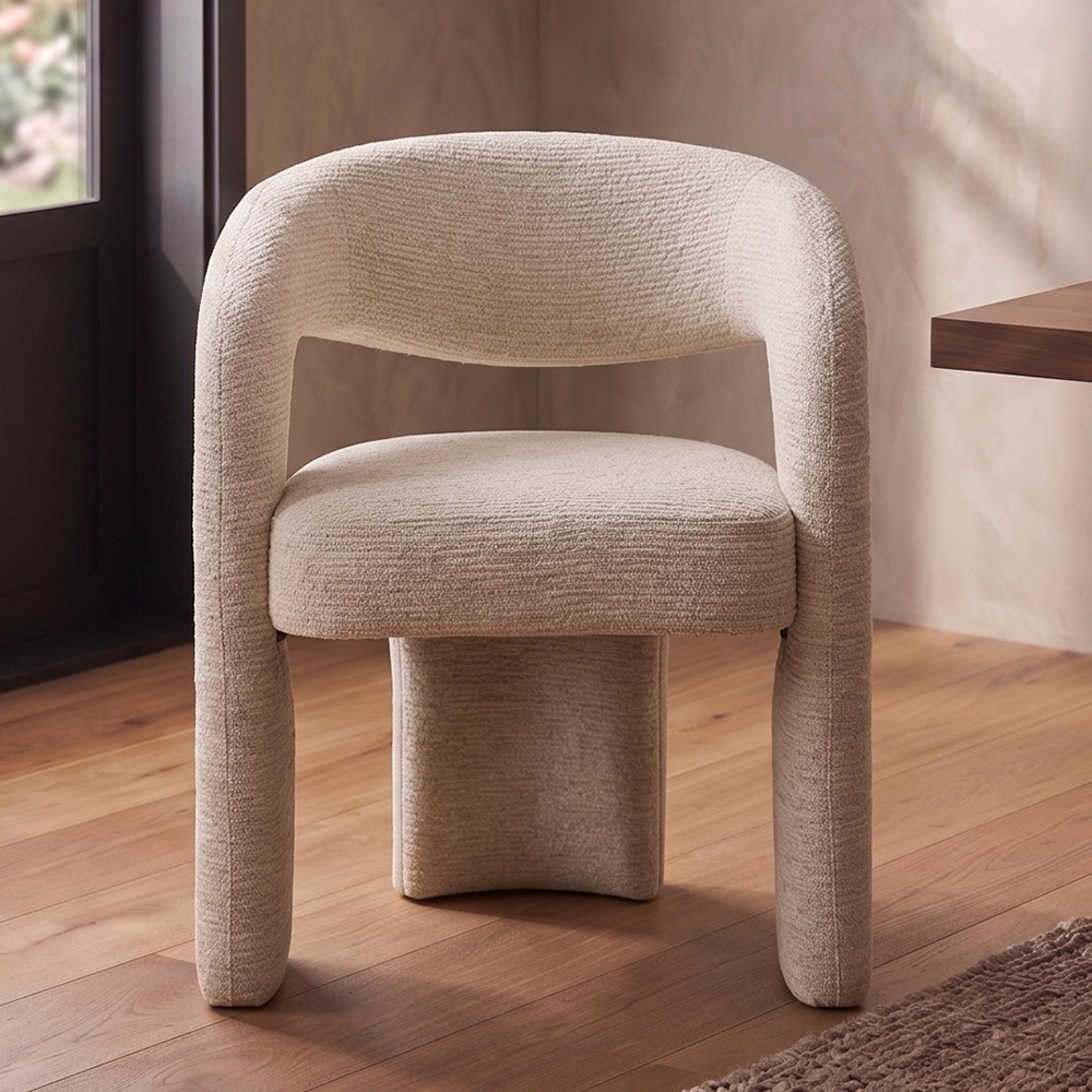 Soho Dining Armchair - Curved Back - Natural Linear - Fabric