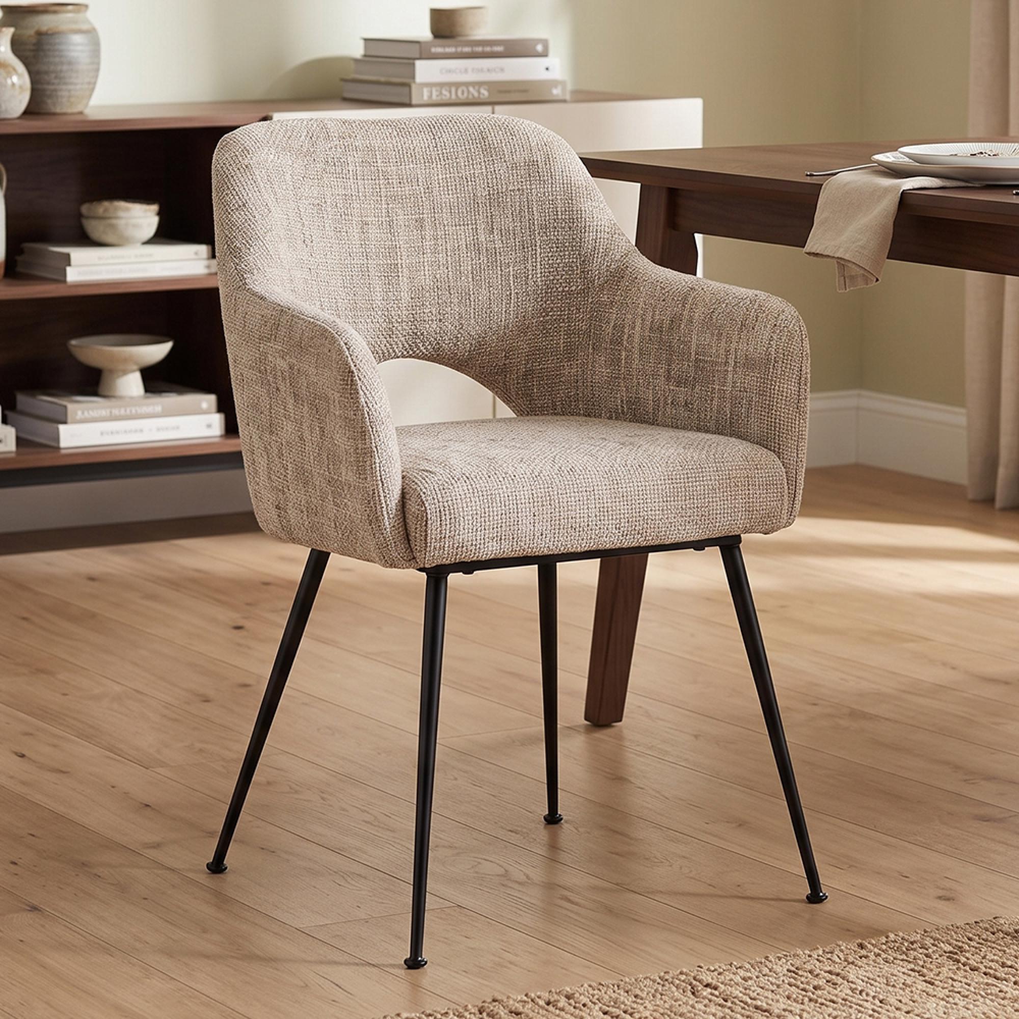 Jenthe Dining Armchair - Renegade Desert - Fabric and Metal