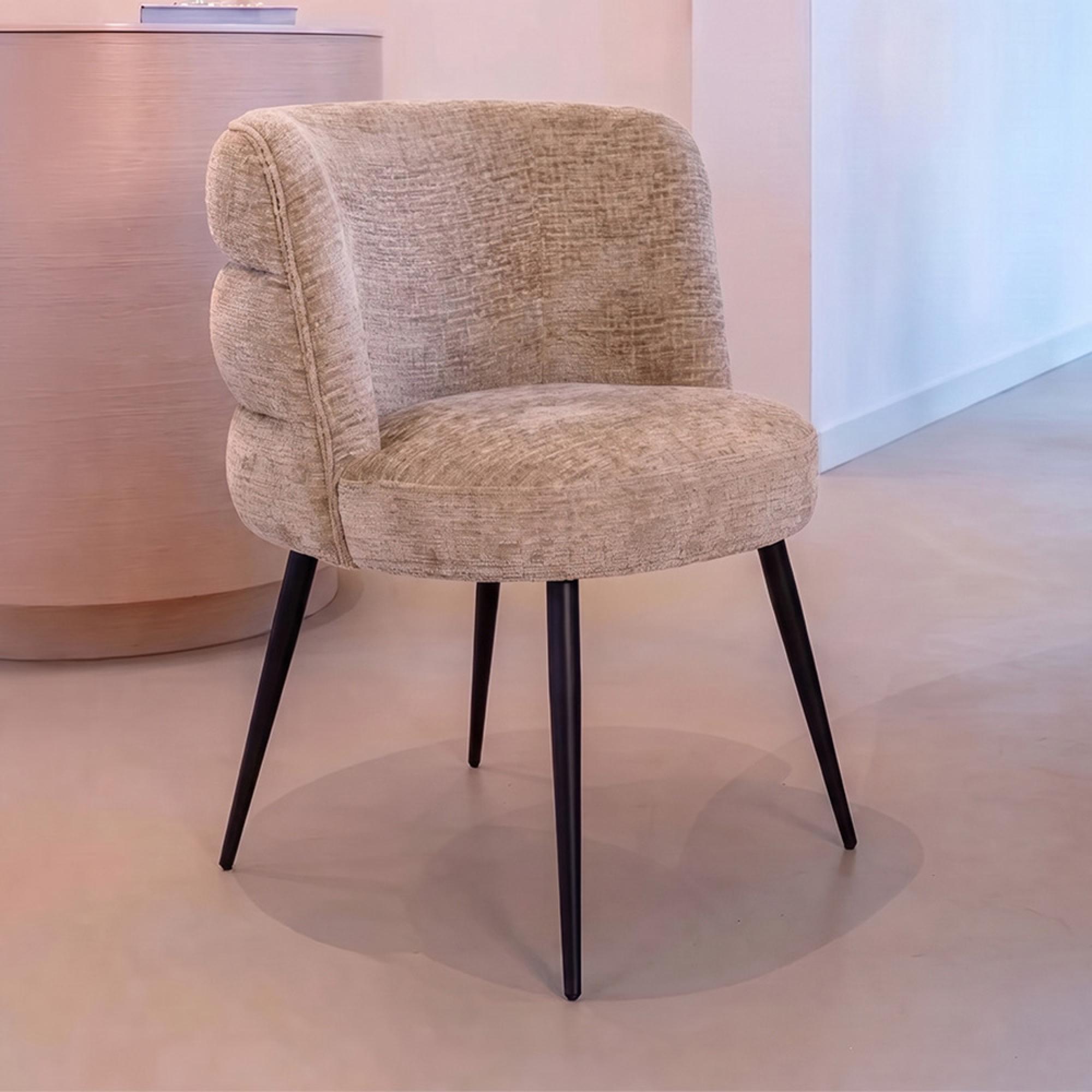 Stella Desert Fabric Dining Chair with Black Legs