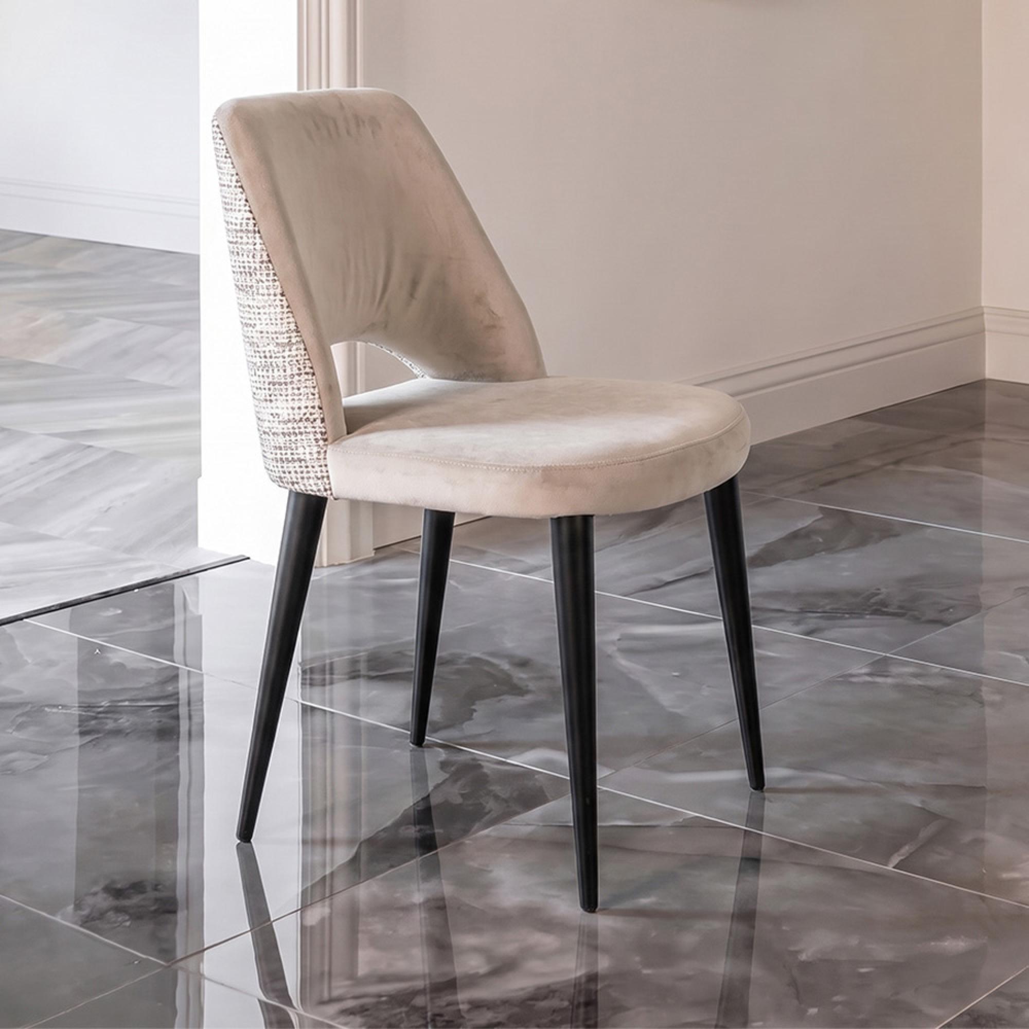 Tabitha Natural Khaki Fabric Dining Chair with Black Legs (Set of 2)