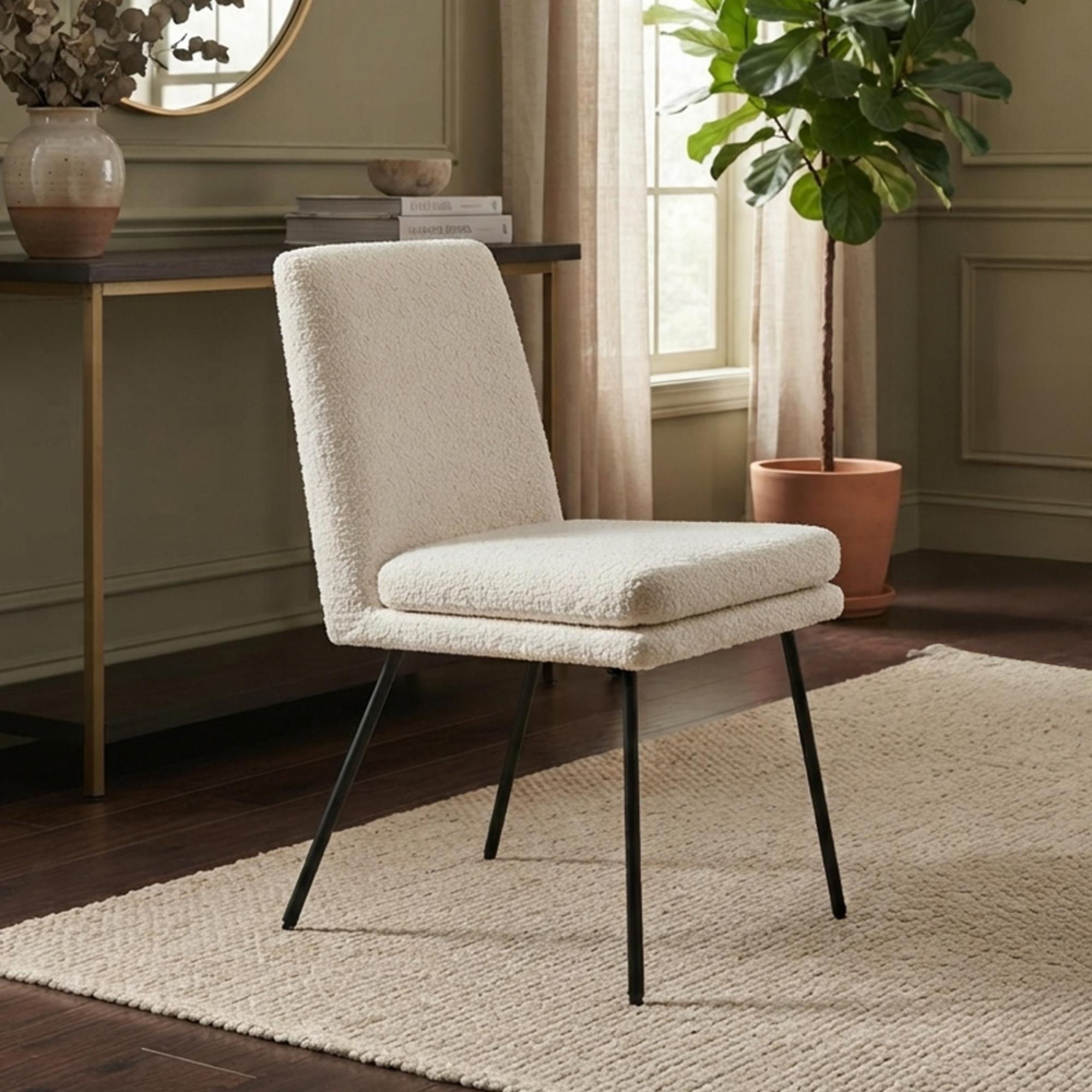 Laurel Dining Chair - Set of 2 - Cologne Ivory and Black - Fabric and Metal