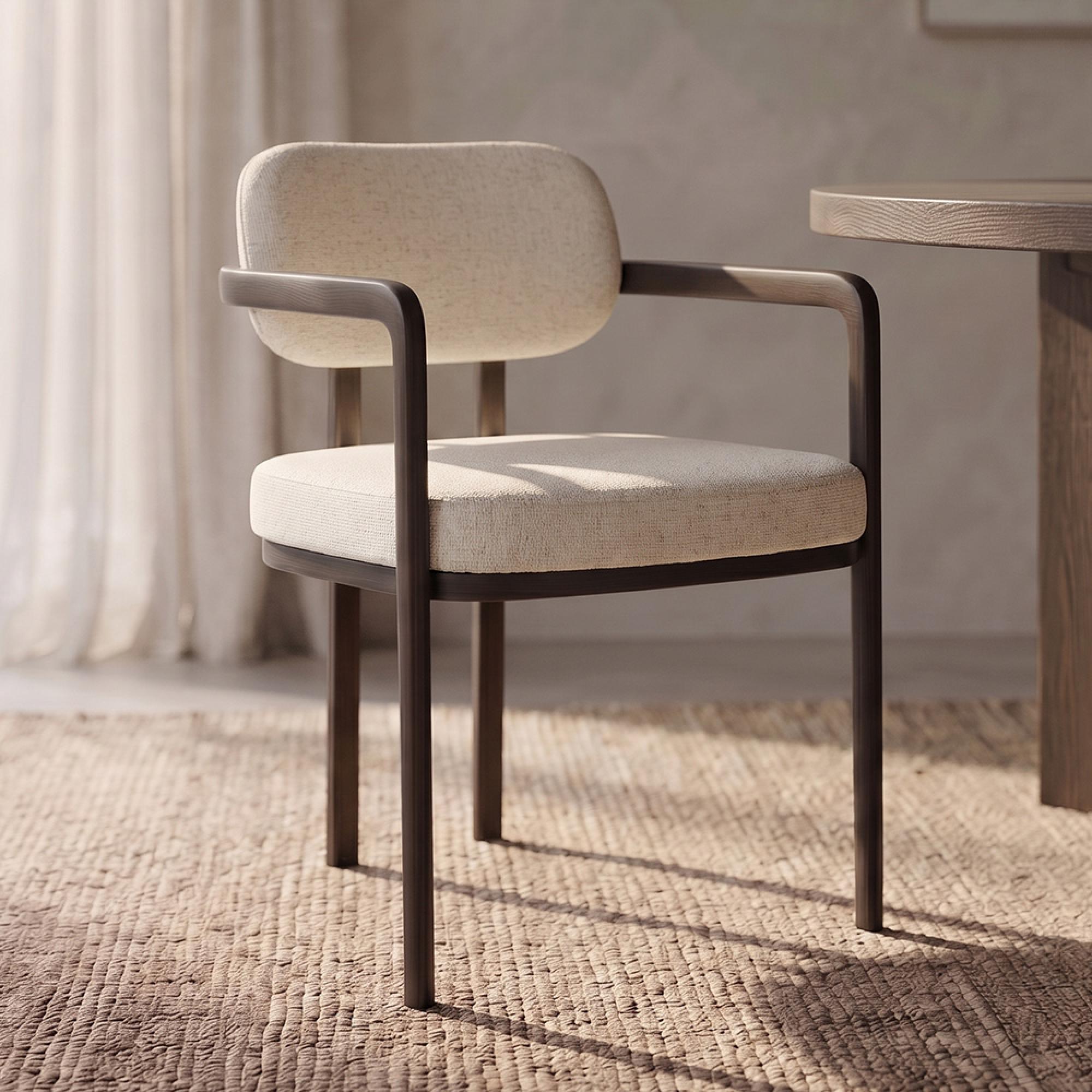 Eva Dining Armchair - Set of 2 - Cream - Fabric