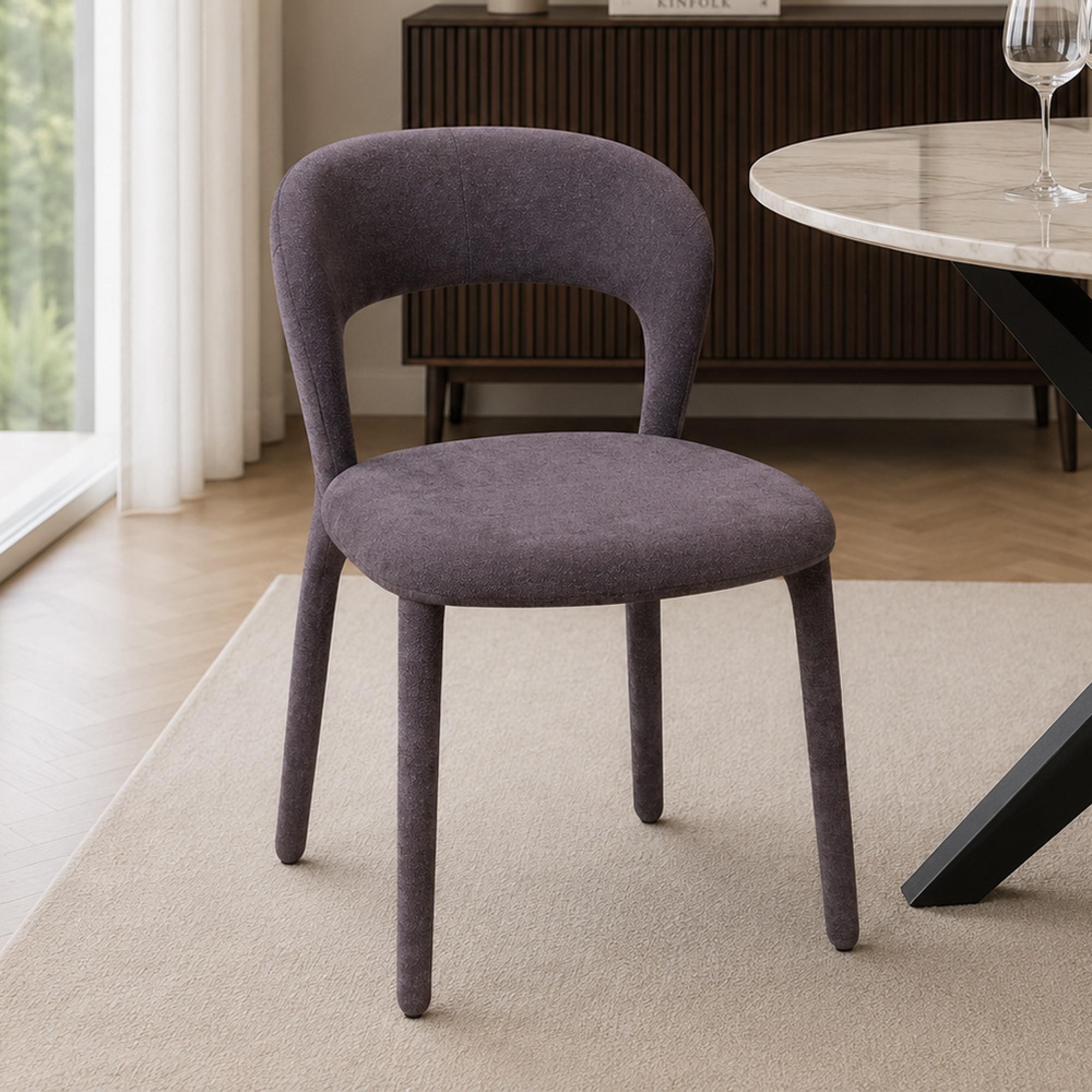 Toledo Dining Chair - Set of 2 - Curved Back - Taupe - Fabric