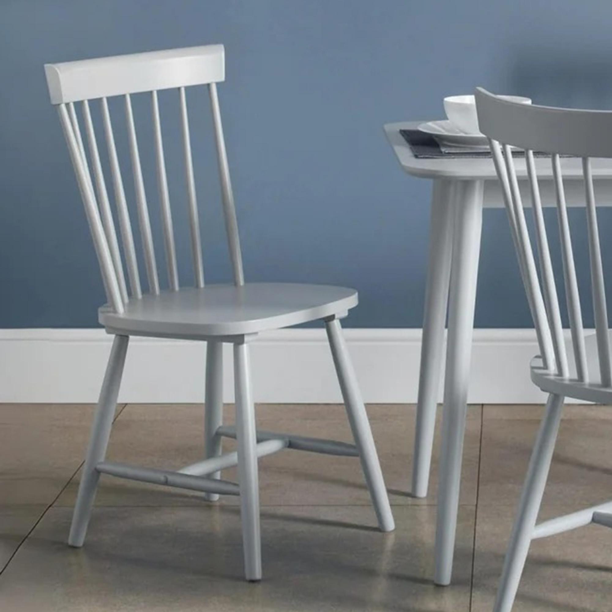 Torino Dining Chair - Set of 4 - Spindle Curved Back - Grey - Wood