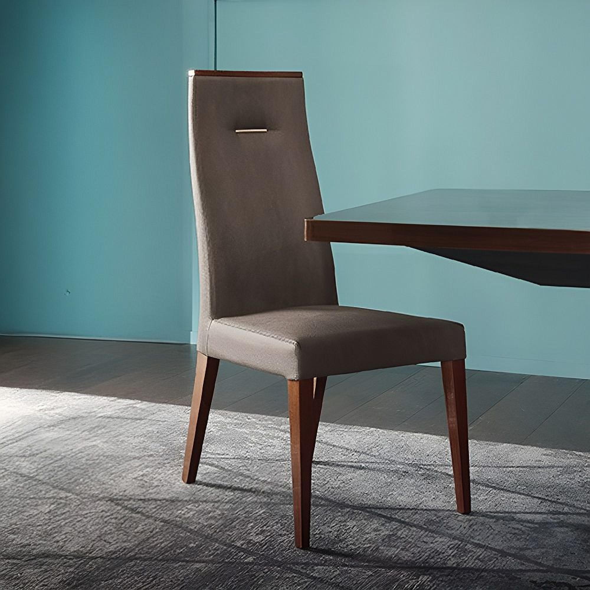 Bellagio Dining Chair - Set of 2 - High Back - Grey and Walnut - Faux Leather and Wooden