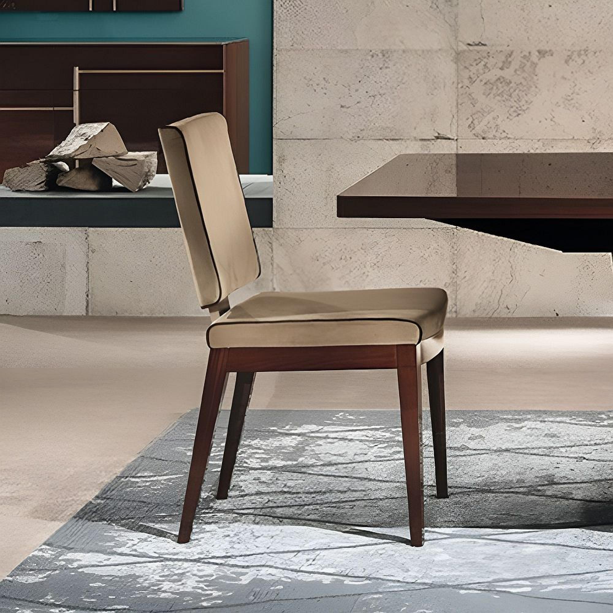 Bellagio Dining Chair - Set of 2 - Taupe and Walnut - Fabric and Wooden