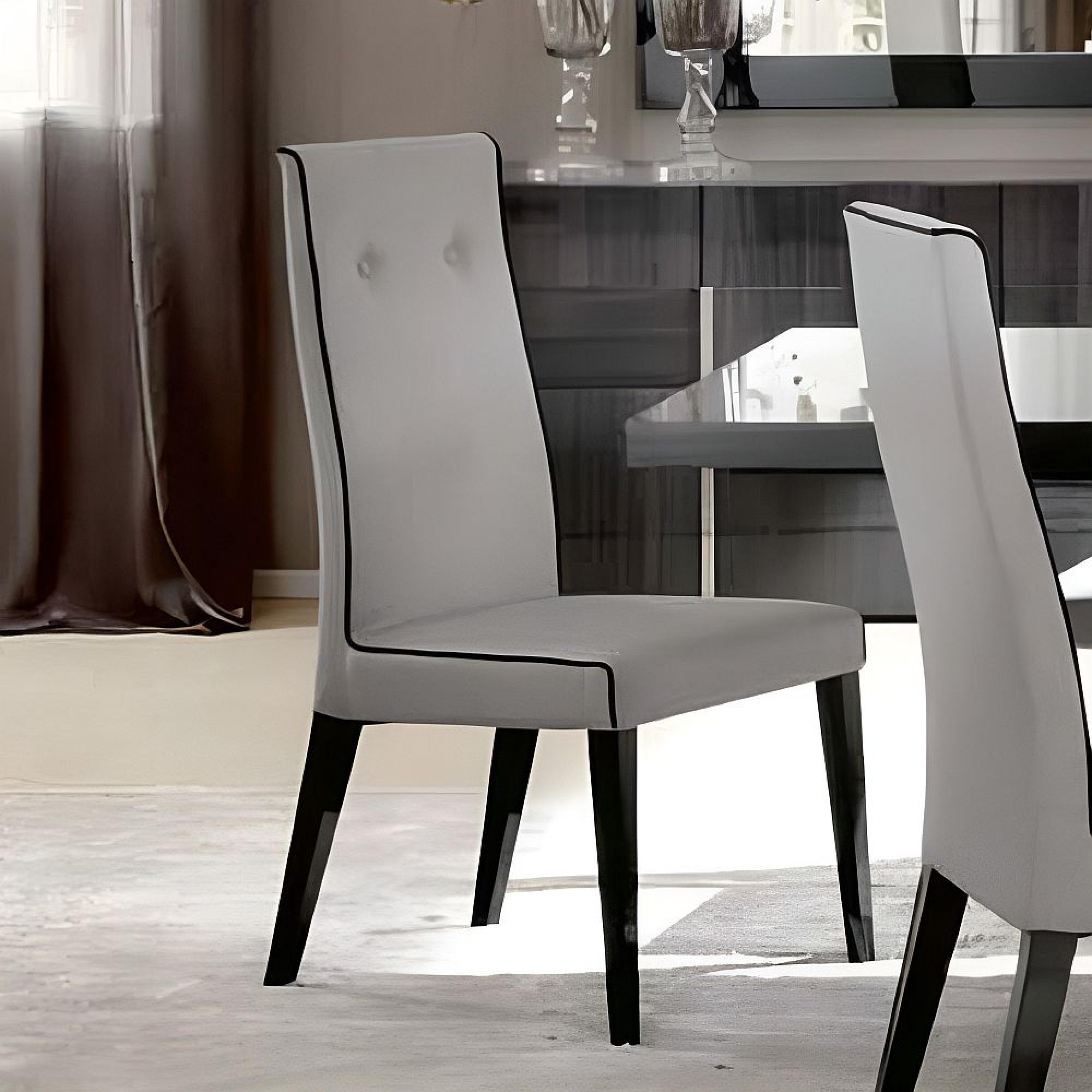 Montecarlo Dining Chair - Set of 2 - Grey and Black - Fabric and Wooden