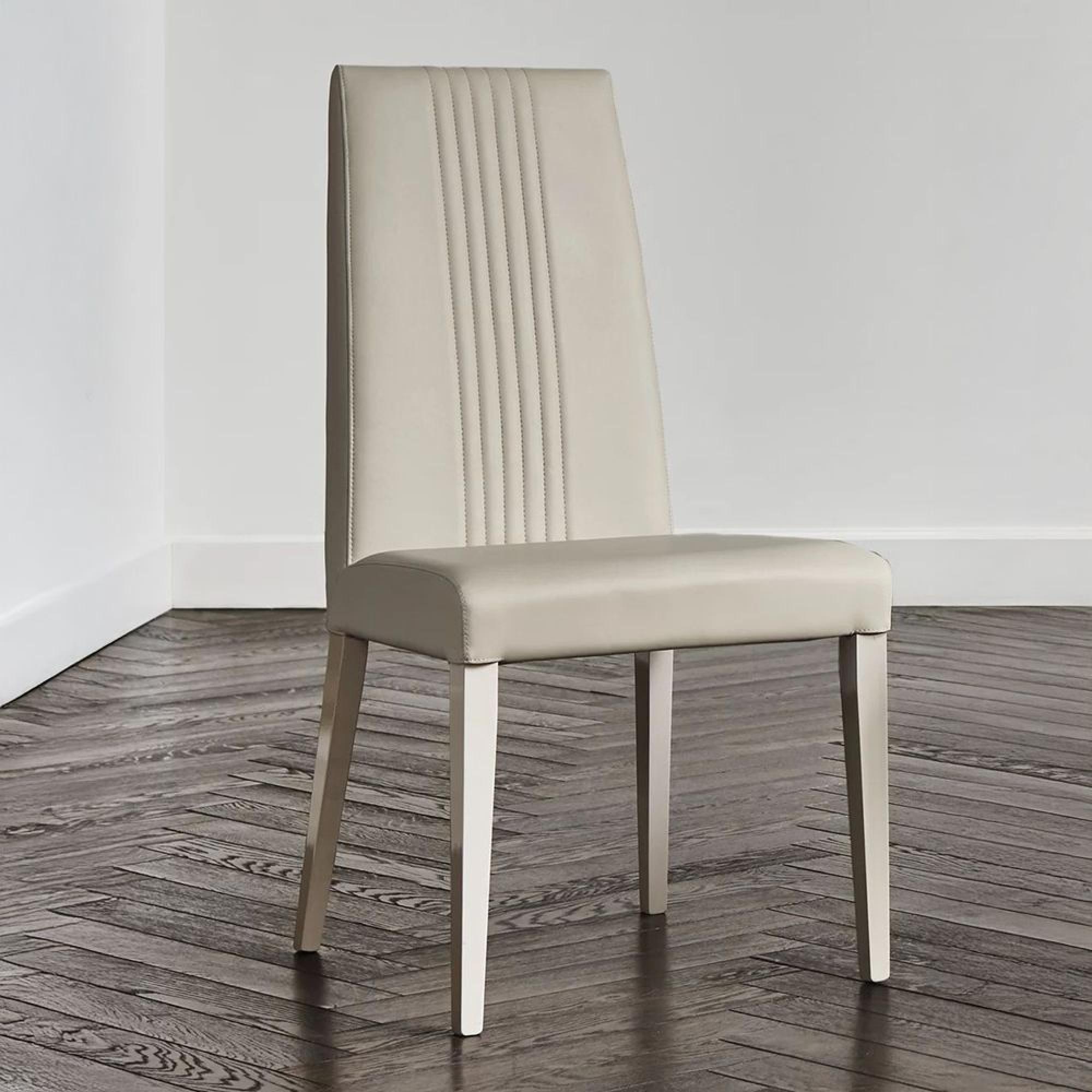 Claire Dining Chair - Set of 2 - High Back - Faux Leather and Pearl Line Eco Veneer High Gloss