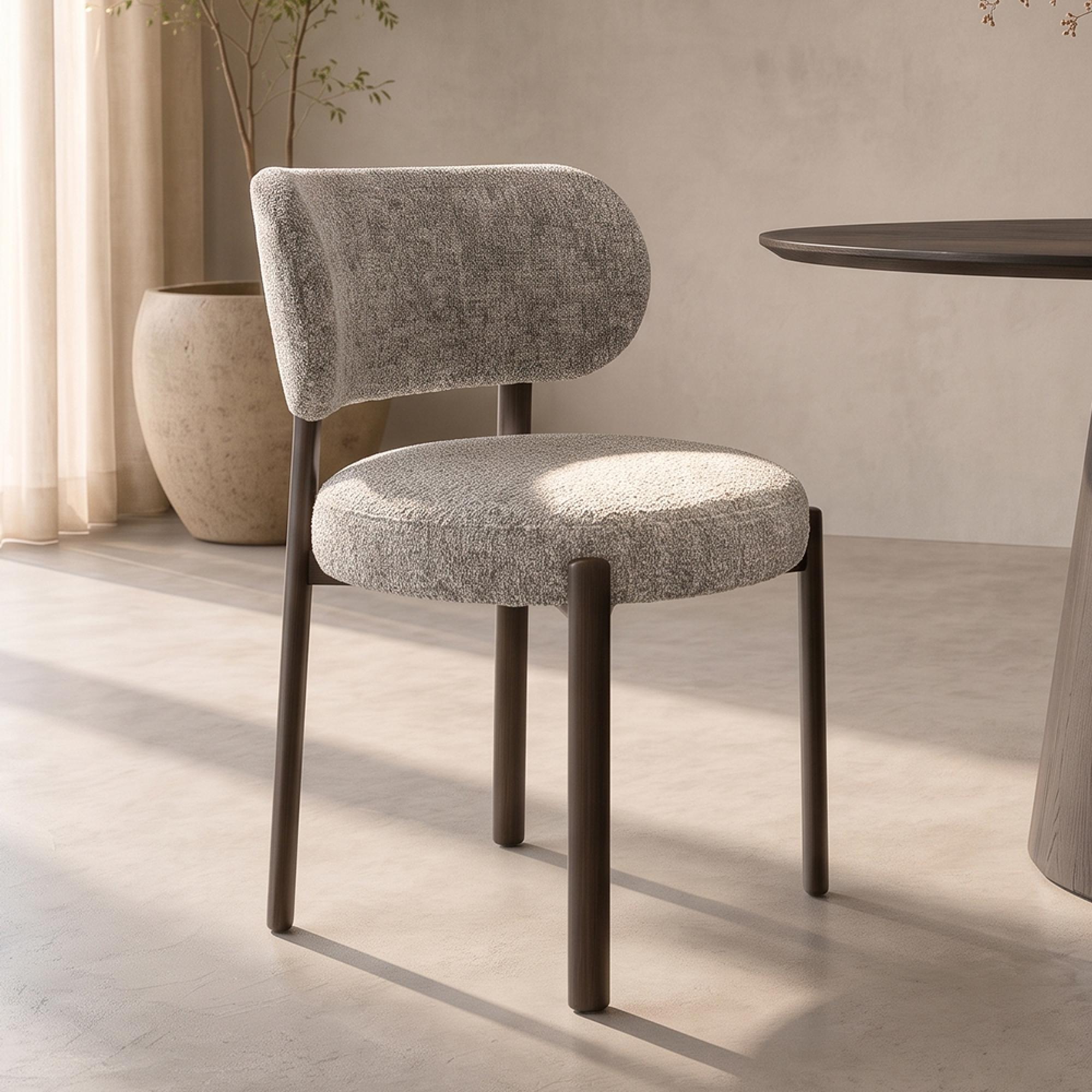 Zoey Dining Chair - Set of 2 - Curved Back - Mocha - Fabric and Metal