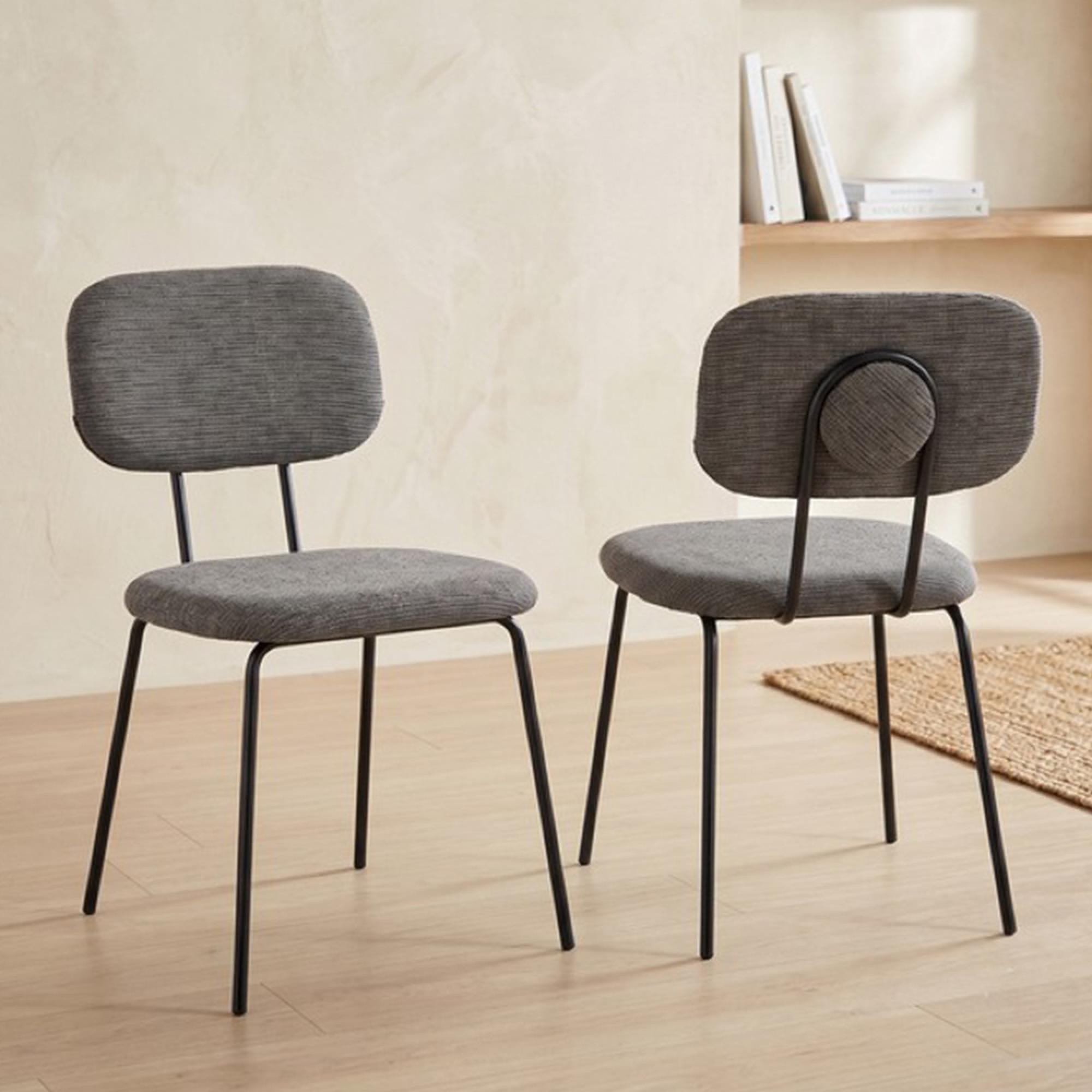 Radius Dining Chair - Set of 2 - Dark Grey and Black - Fabric
