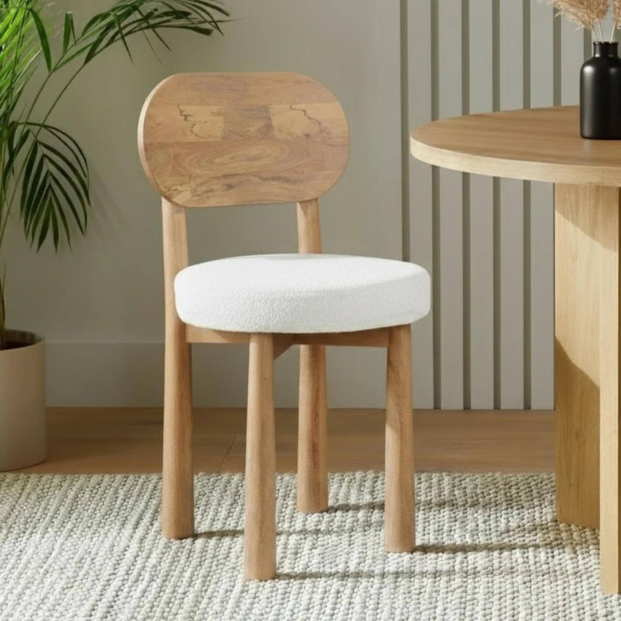 Austin Dining Chair - Set of 2 - Natural and Ivory - Mango Wood and Fabric