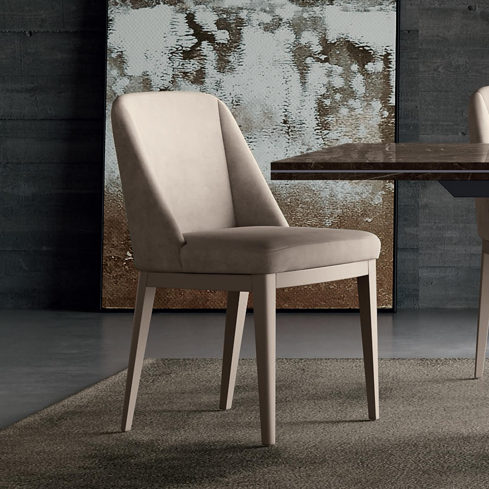Fidia Italian Dining Chair - Cream Velvet - Fabric and Wood