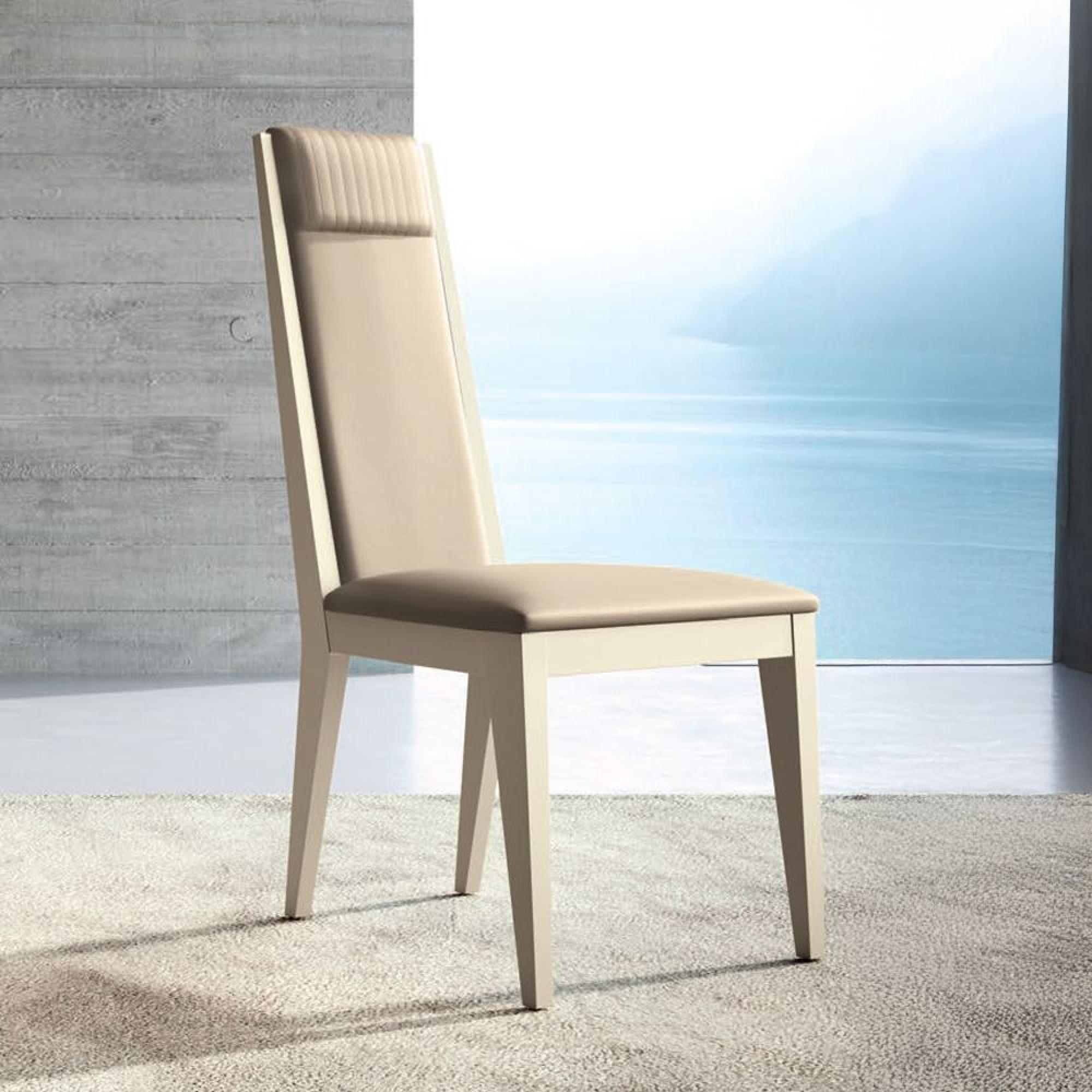 Fidia Italian Dining Chair - High Back - Cream - Faux Leather and Wood