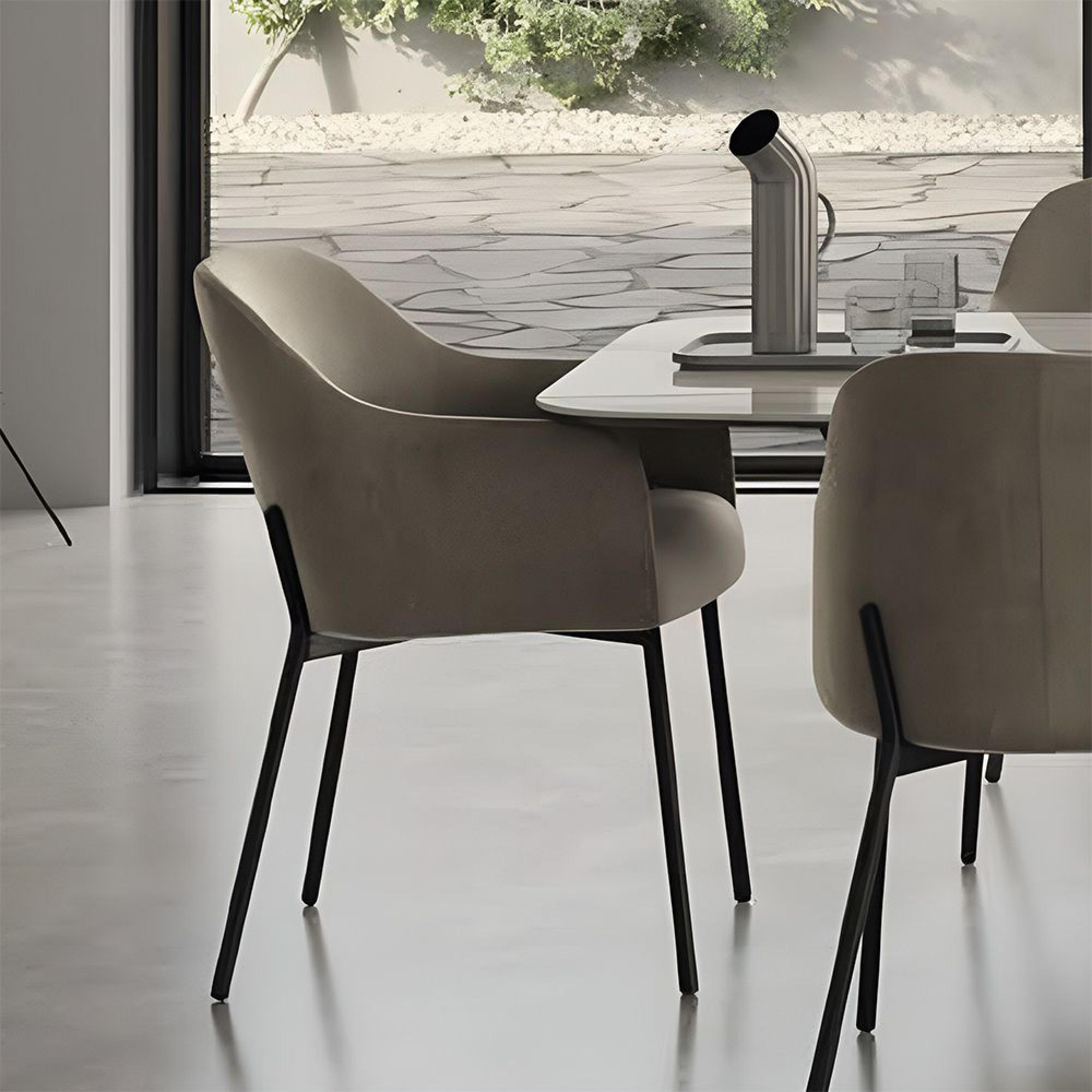 Zenith Italian Dining Armchair - Beige and Black - Faux Leather