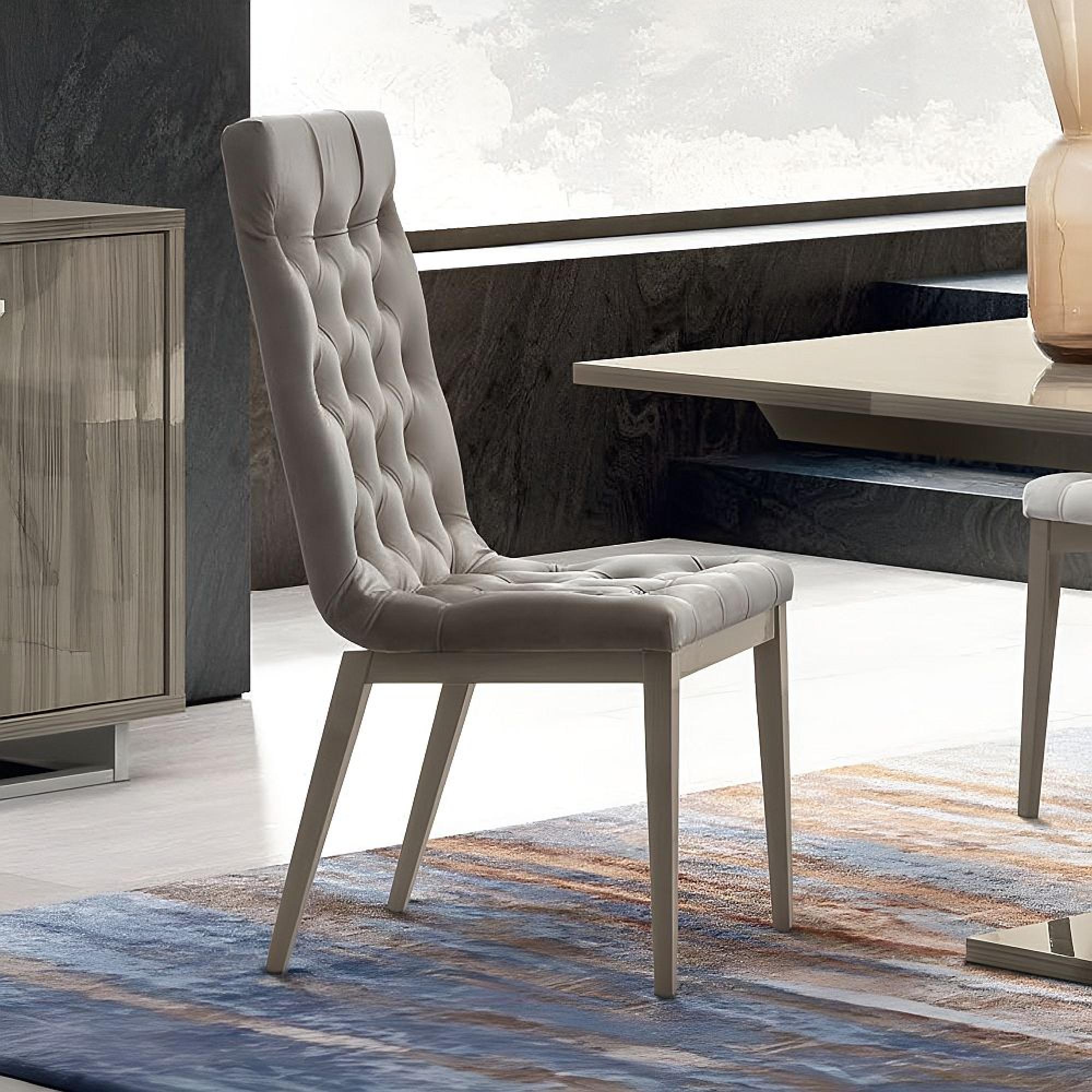 Volare Italian Dining Chair - Capitonne - Venetian Grey - Fabric
