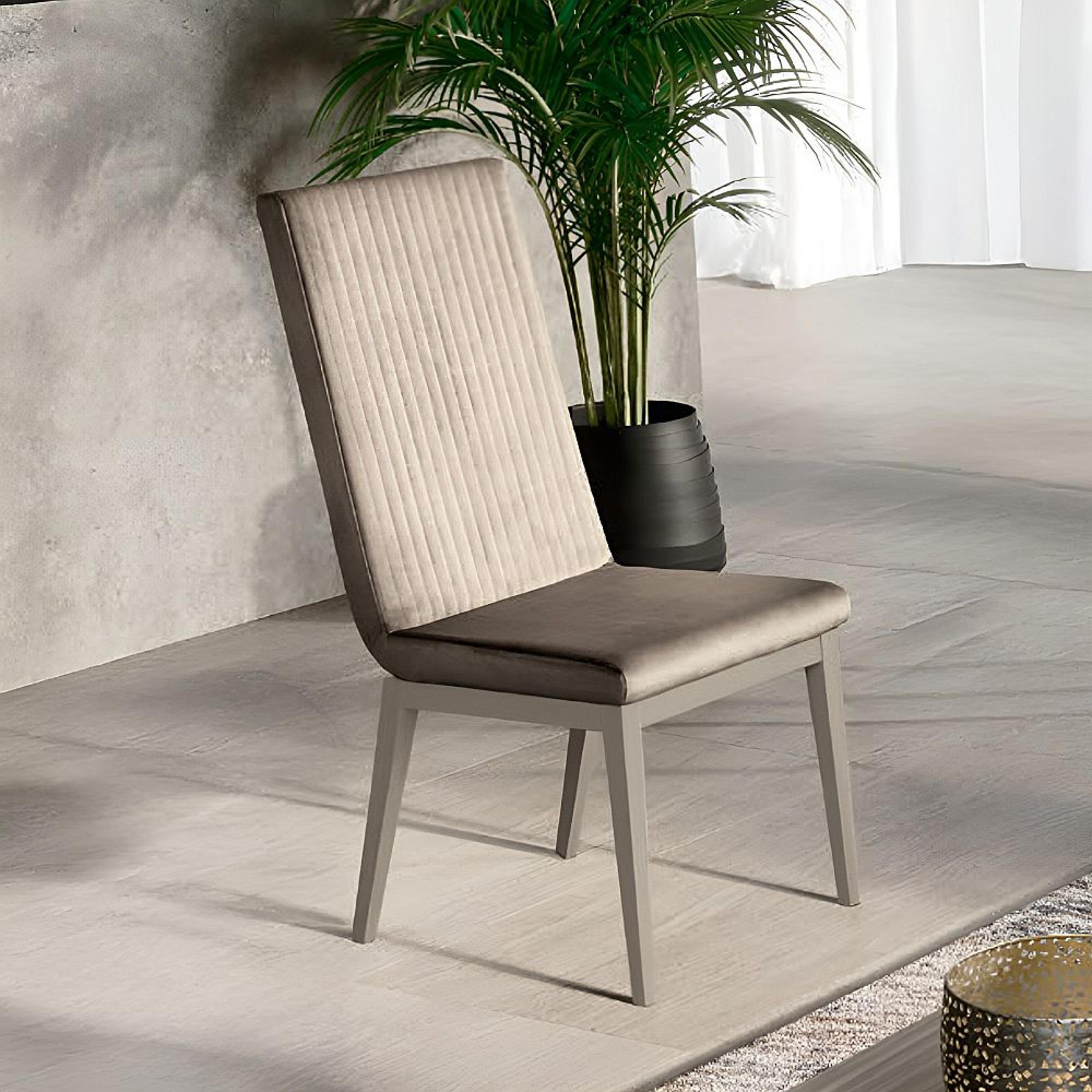 Volare Italian Dining Chair - Flute Stripe - Venetian Grey - Fabric