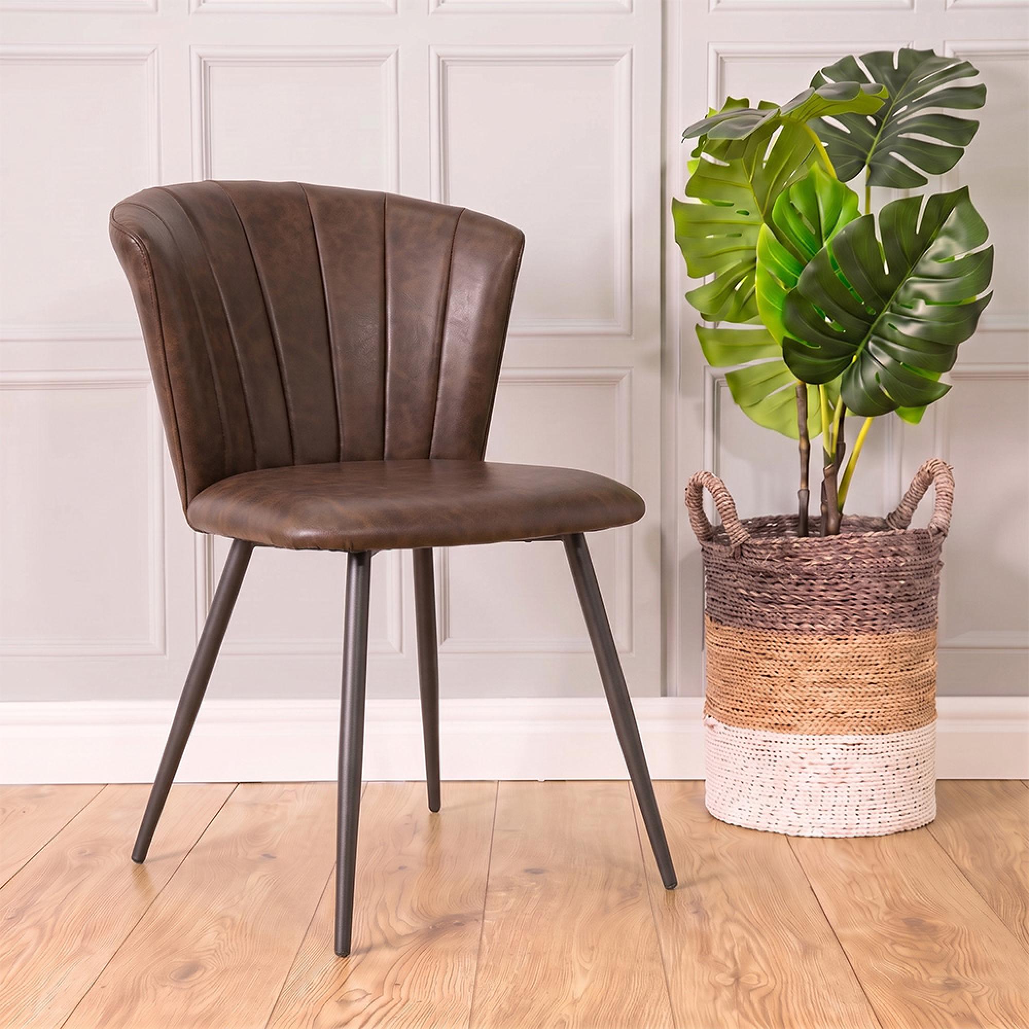 Amalfi Dining Chairs - Set of 2 - Vintage Leather - Chestnut
